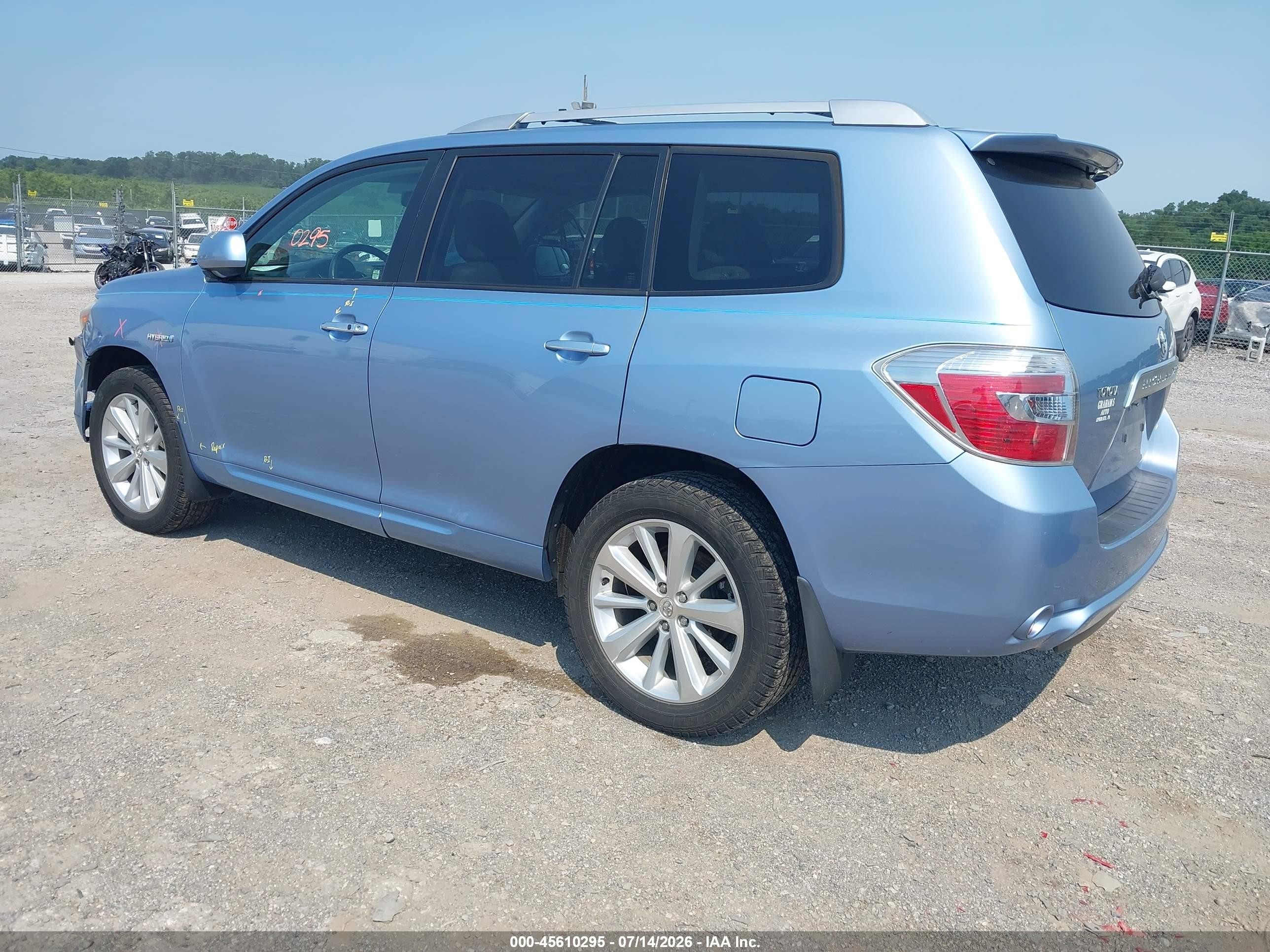 2008 Toyota Highlander Hybrid Limited Light Blue vin: JTEEW44AX82024431