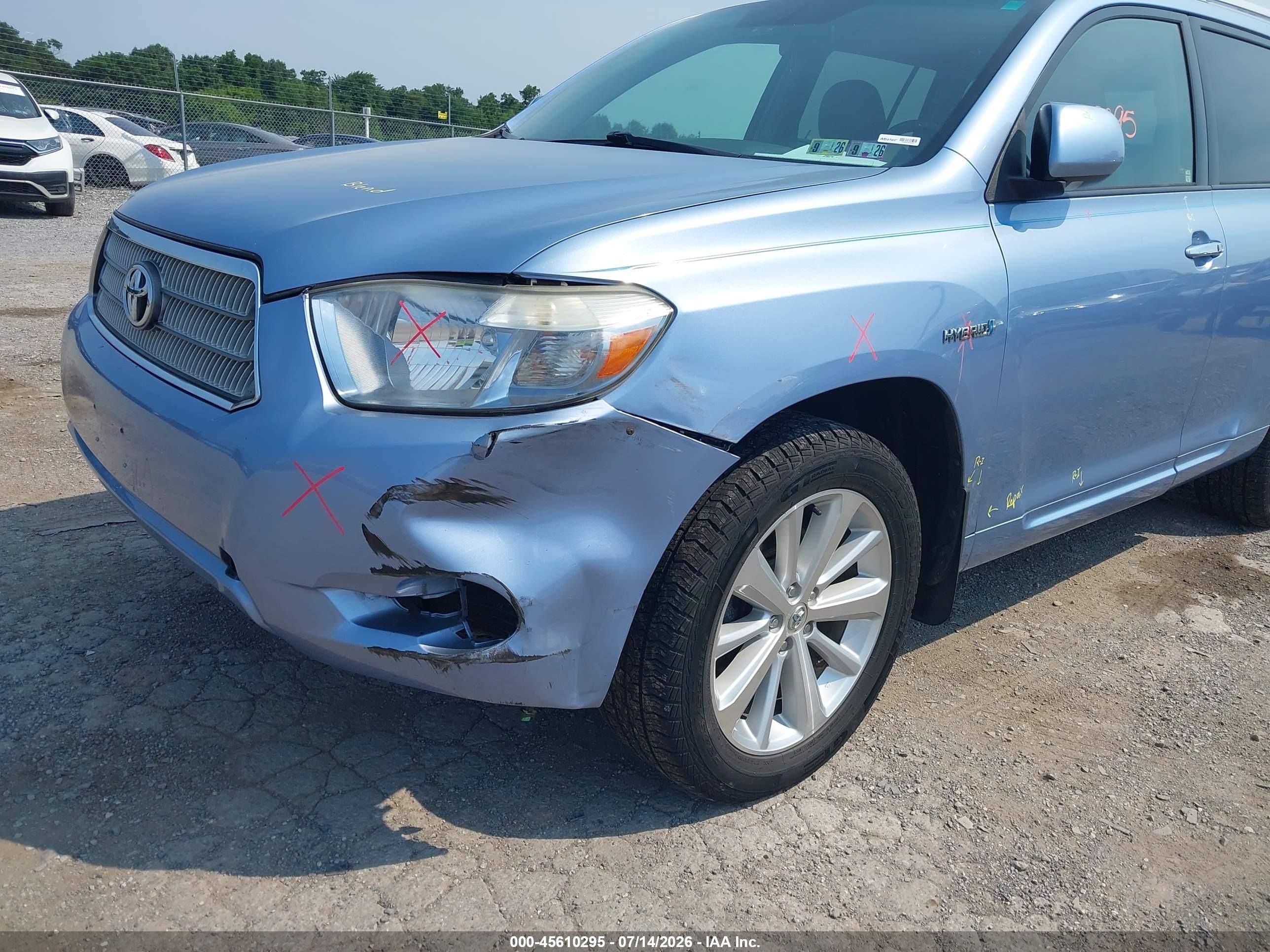 2008 Toyota Highlander Hybrid Limited Light Blue vin: JTEEW44AX82024431