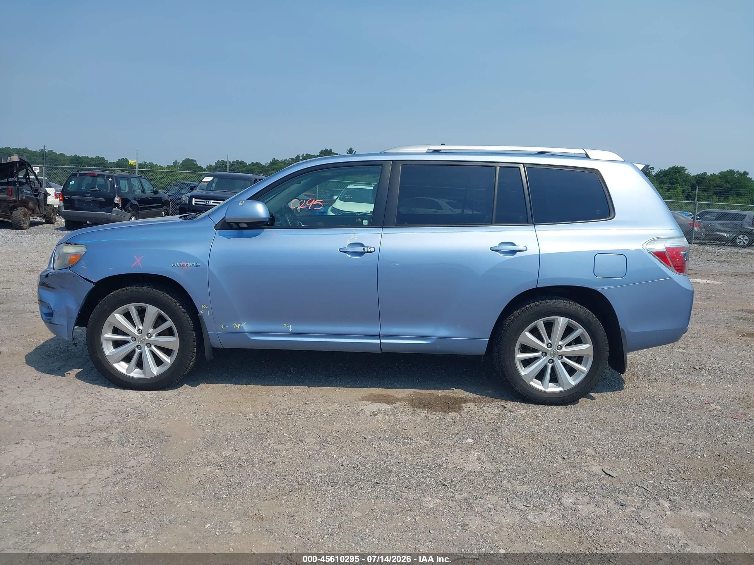 2008 Toyota Highlander Hybrid Limited Light Blue vin: JTEEW44AX82024431