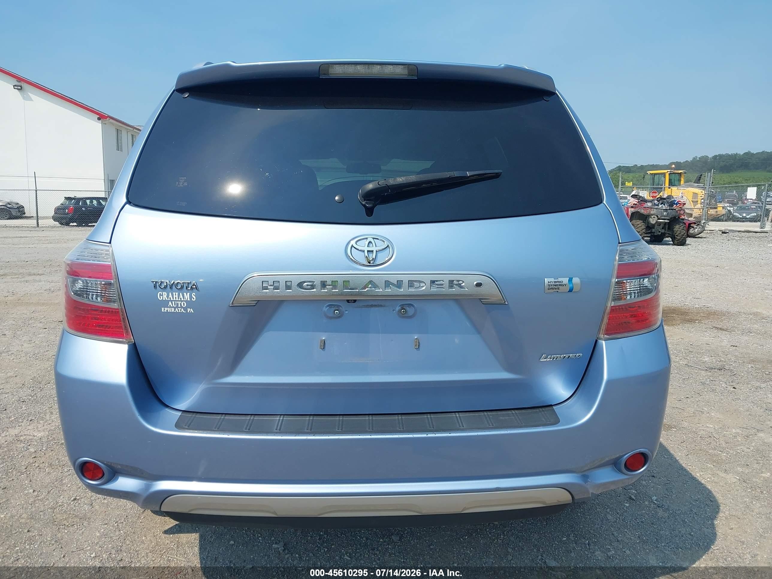2008 Toyota Highlander Hybrid Limited Light Blue vin: JTEEW44AX82024431