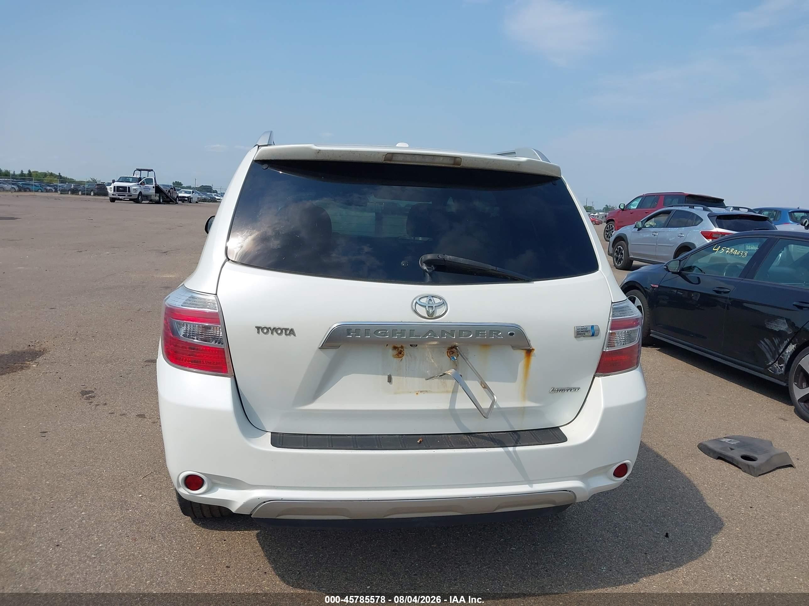 2009 Toyota Highlander Hybrid Limited White vin: JTEEW44AX92028691