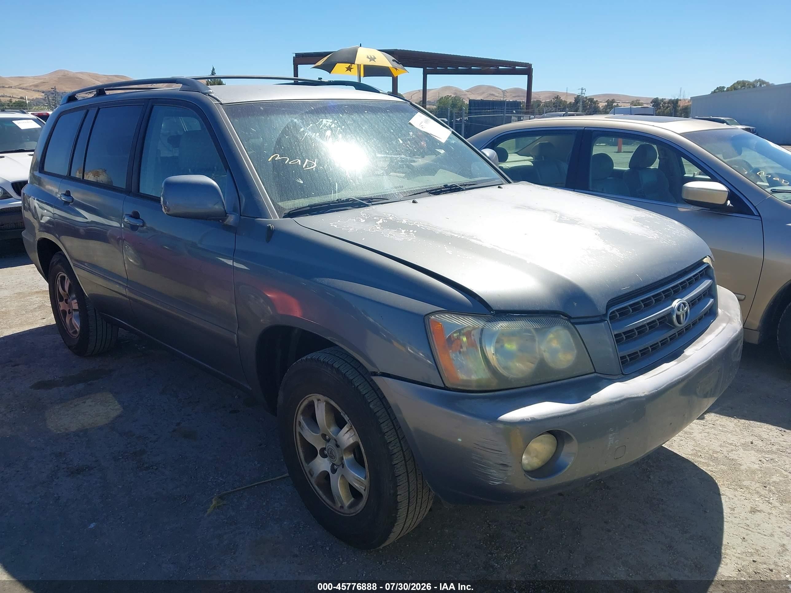 2002 Toyota Highlander   Gray vin: JTEGD21A120027129