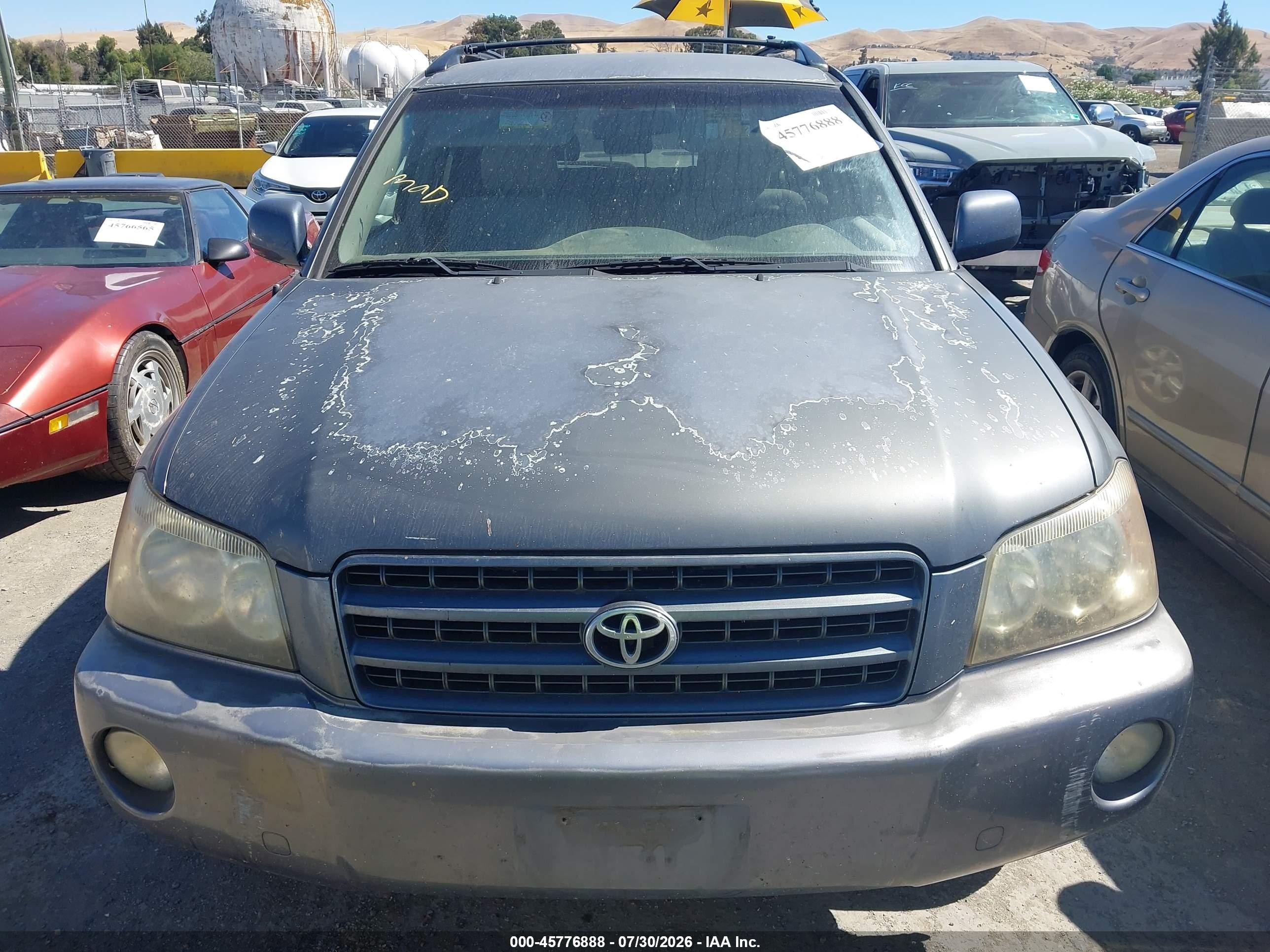 2002 Toyota Highlander   Gray vin: JTEGD21A120027129