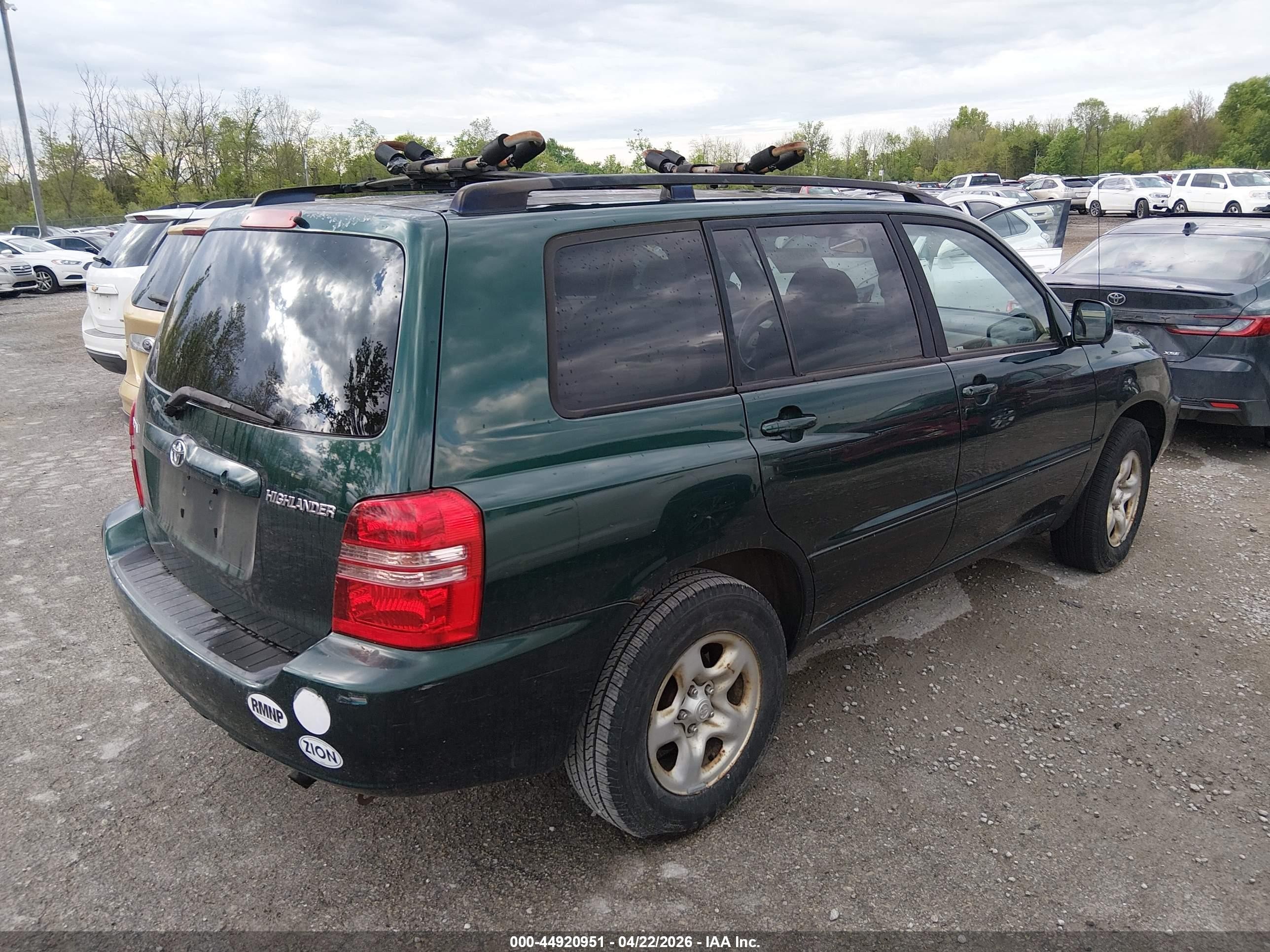 2003 Toyota Highlander   Green vin: JTEGD21A230068029