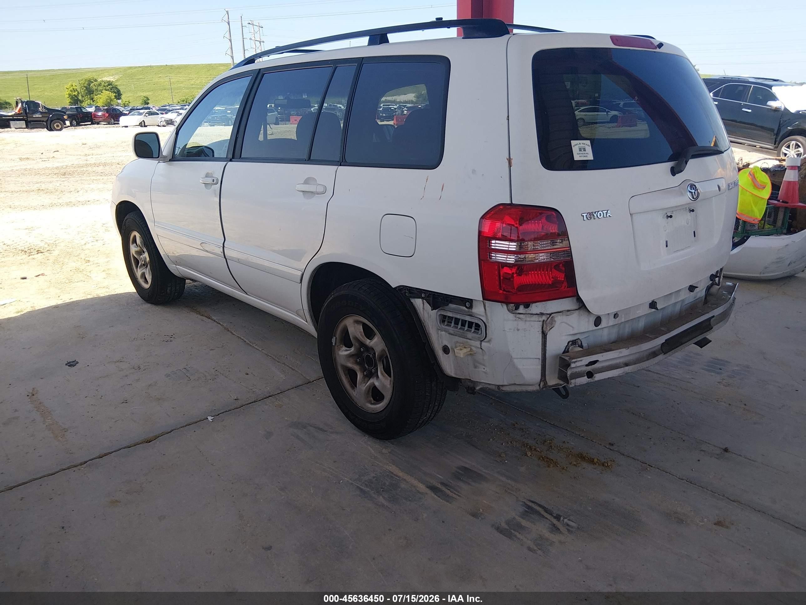 2003 Toyota Highlander   White vin: JTEGD21A230072033