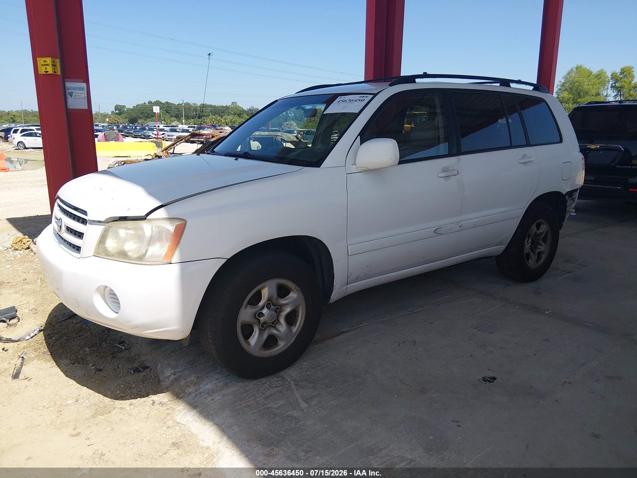 2003 Toyota Highlander   White vin: JTEGD21A230072033
