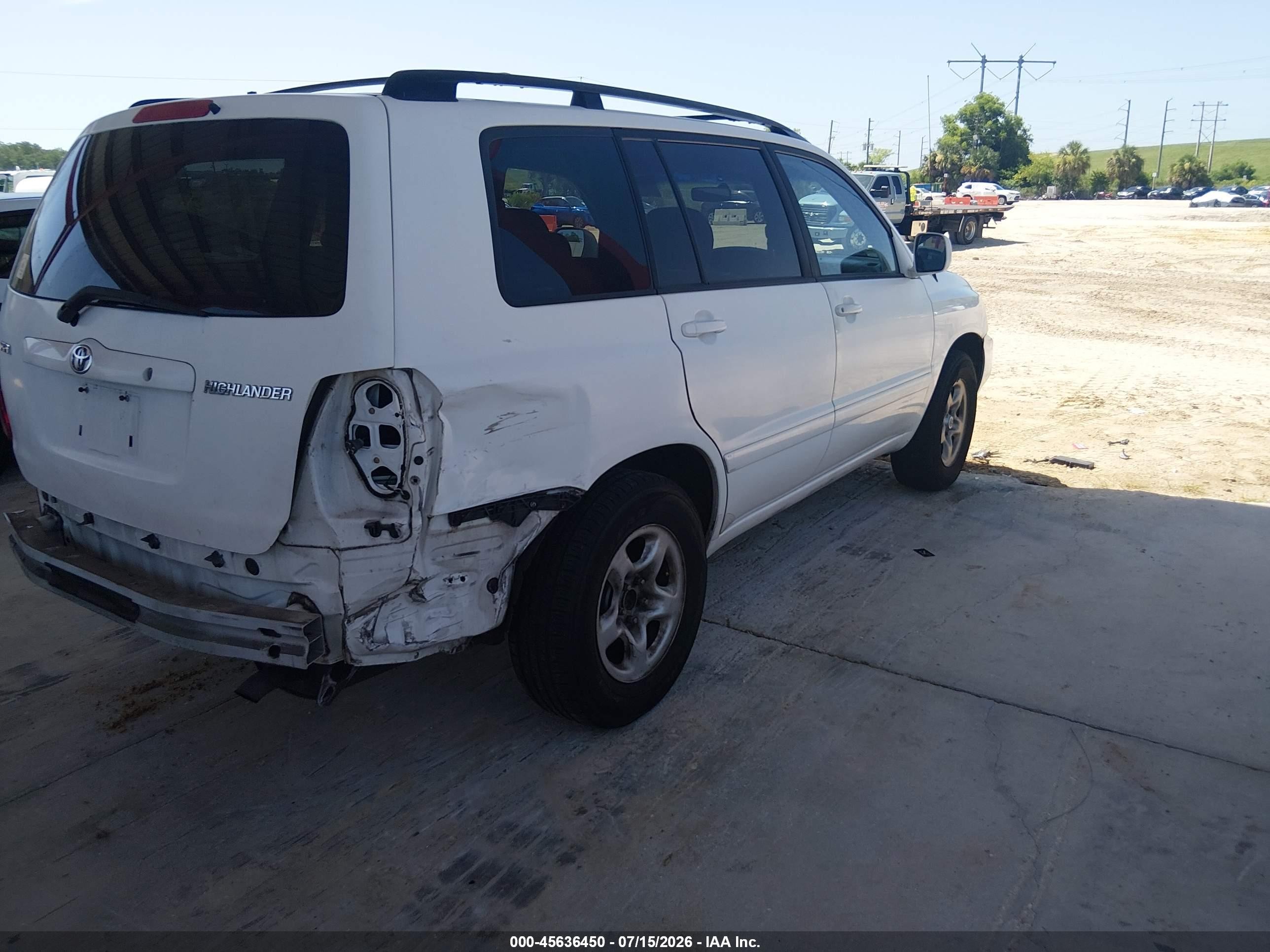 2003 Toyota Highlander   White vin: JTEGD21A230072033