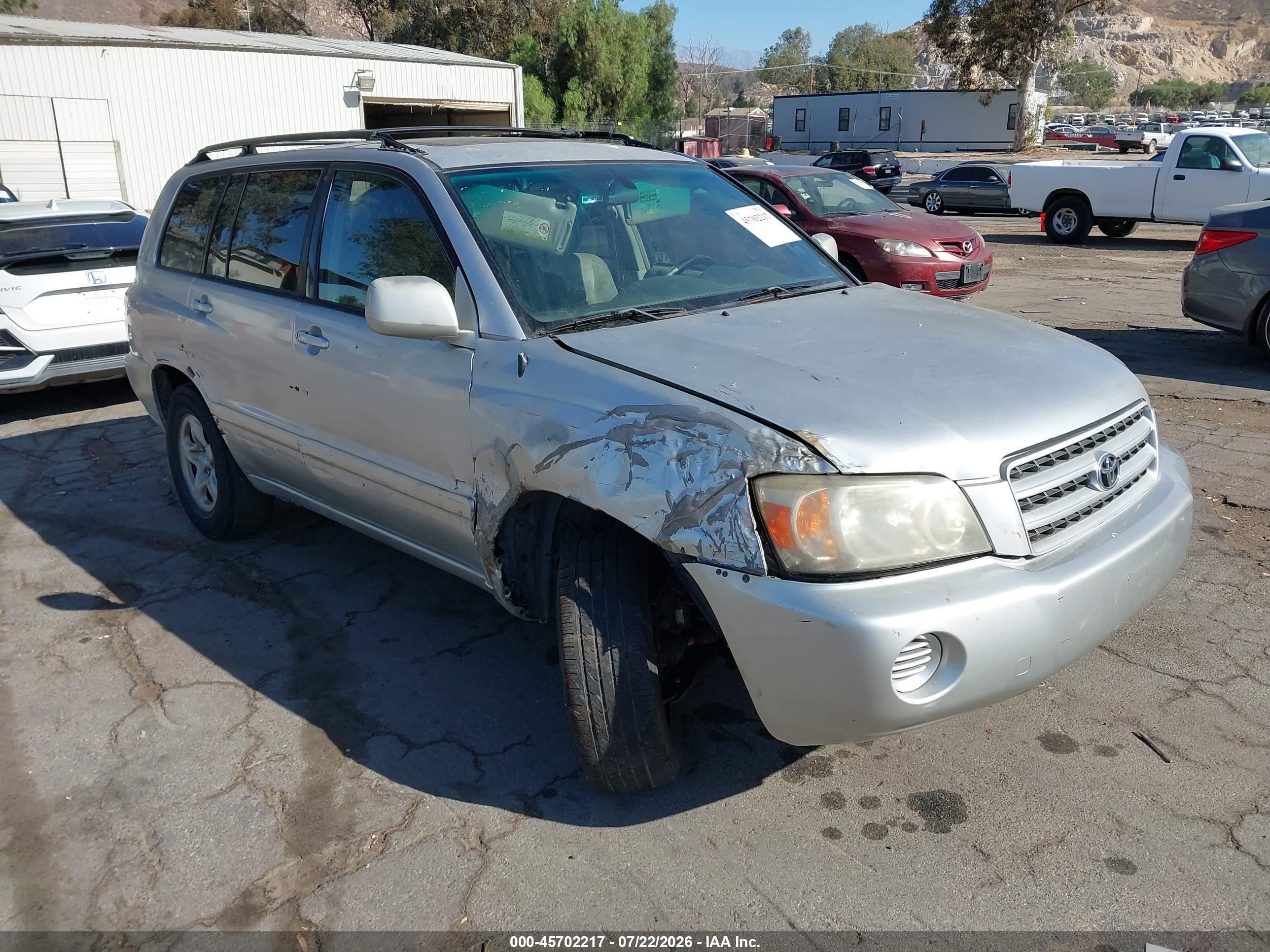 2002 Toyota Highlander   Silver vin: JTEGD21A420028243