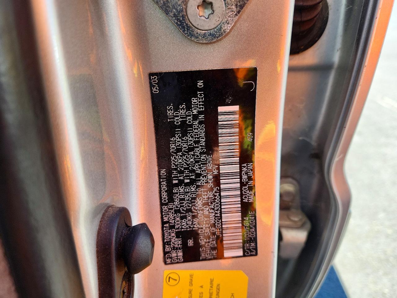 2003 Toyota Highlander Base Silver vin: JTEGD21A430066475