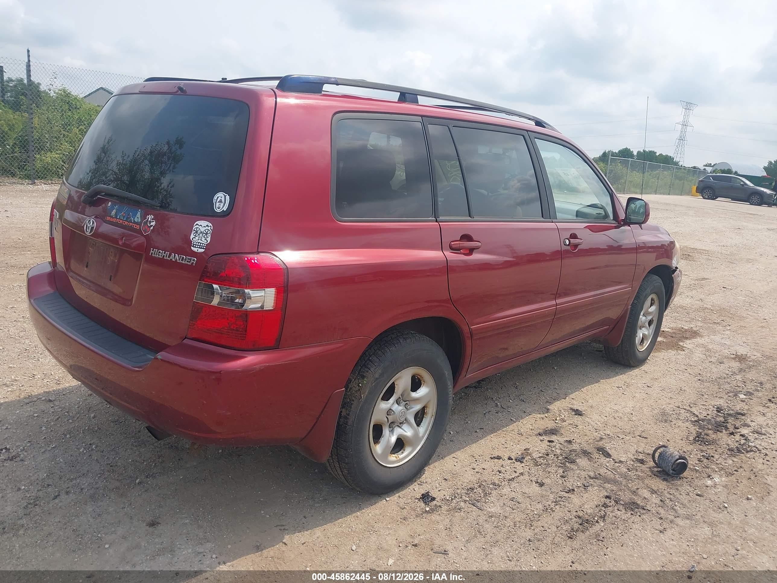 2005 Toyota Highlander   Maroon vin: JTEGD21A450108646