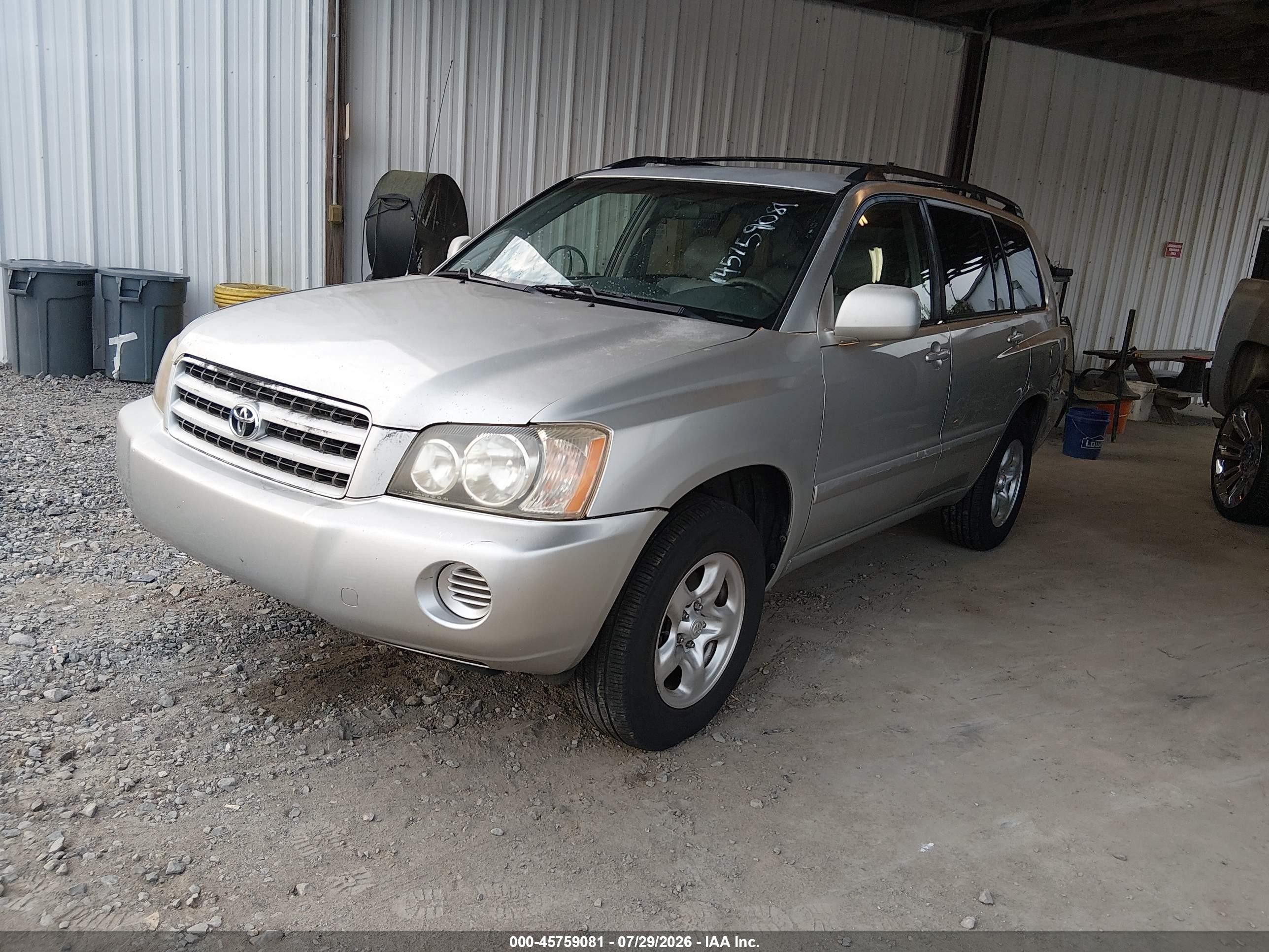 2003 Toyota Highlander   Серебряный vin: JTEGD21A530062970