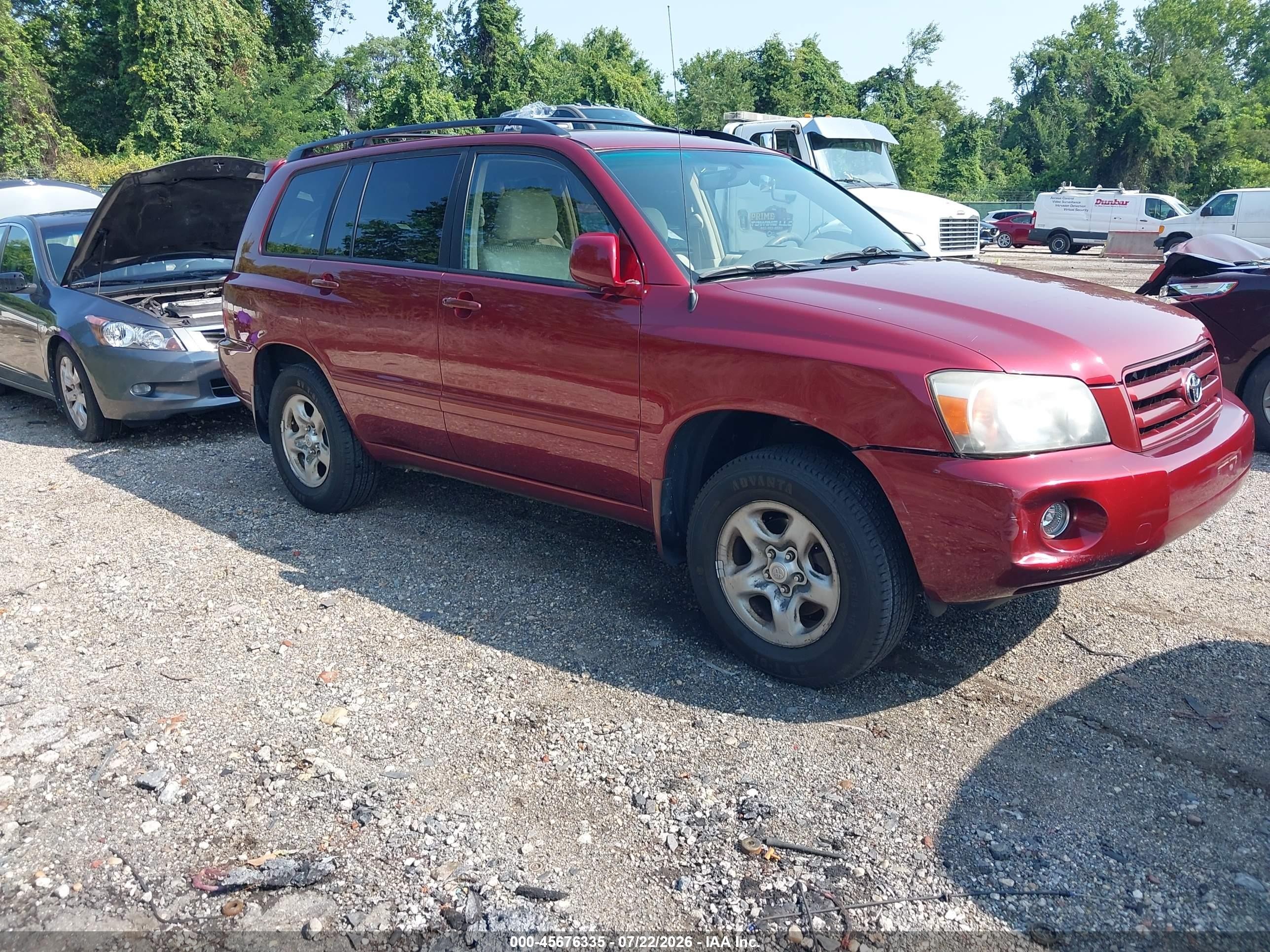 2007 Toyota Highlander   Red vin: JTEGD21A870161160
