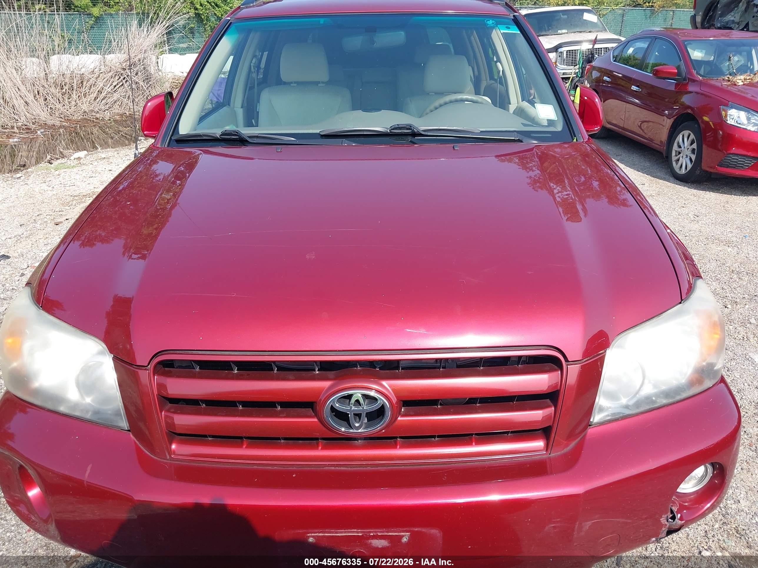 2007 Toyota Highlander   Red vin: JTEGD21A870161160