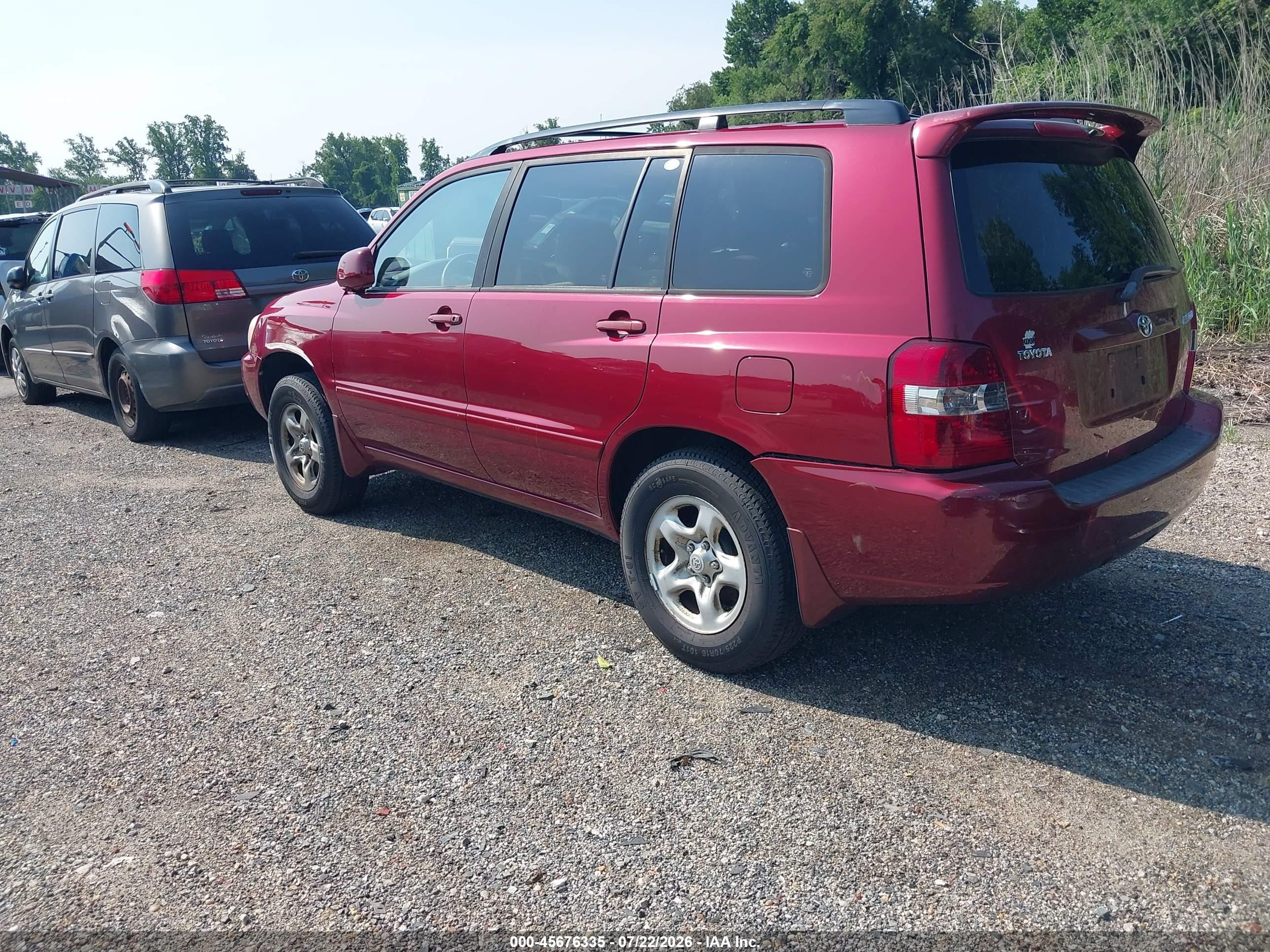 2007 Toyota Highlander   Red vin: JTEGD21A870161160