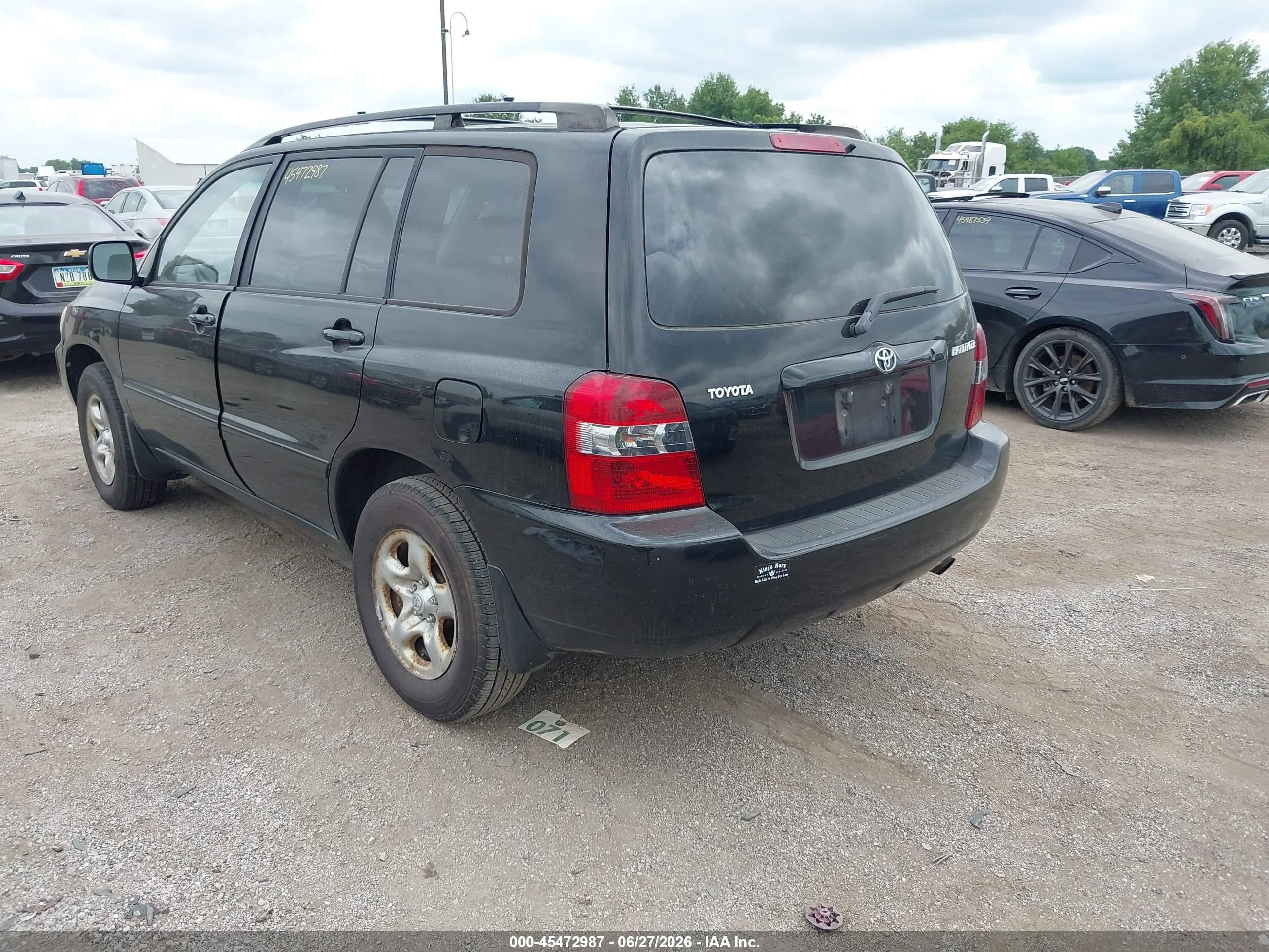 2006 Toyota Highlander   Black vin: JTEGD21A960133494