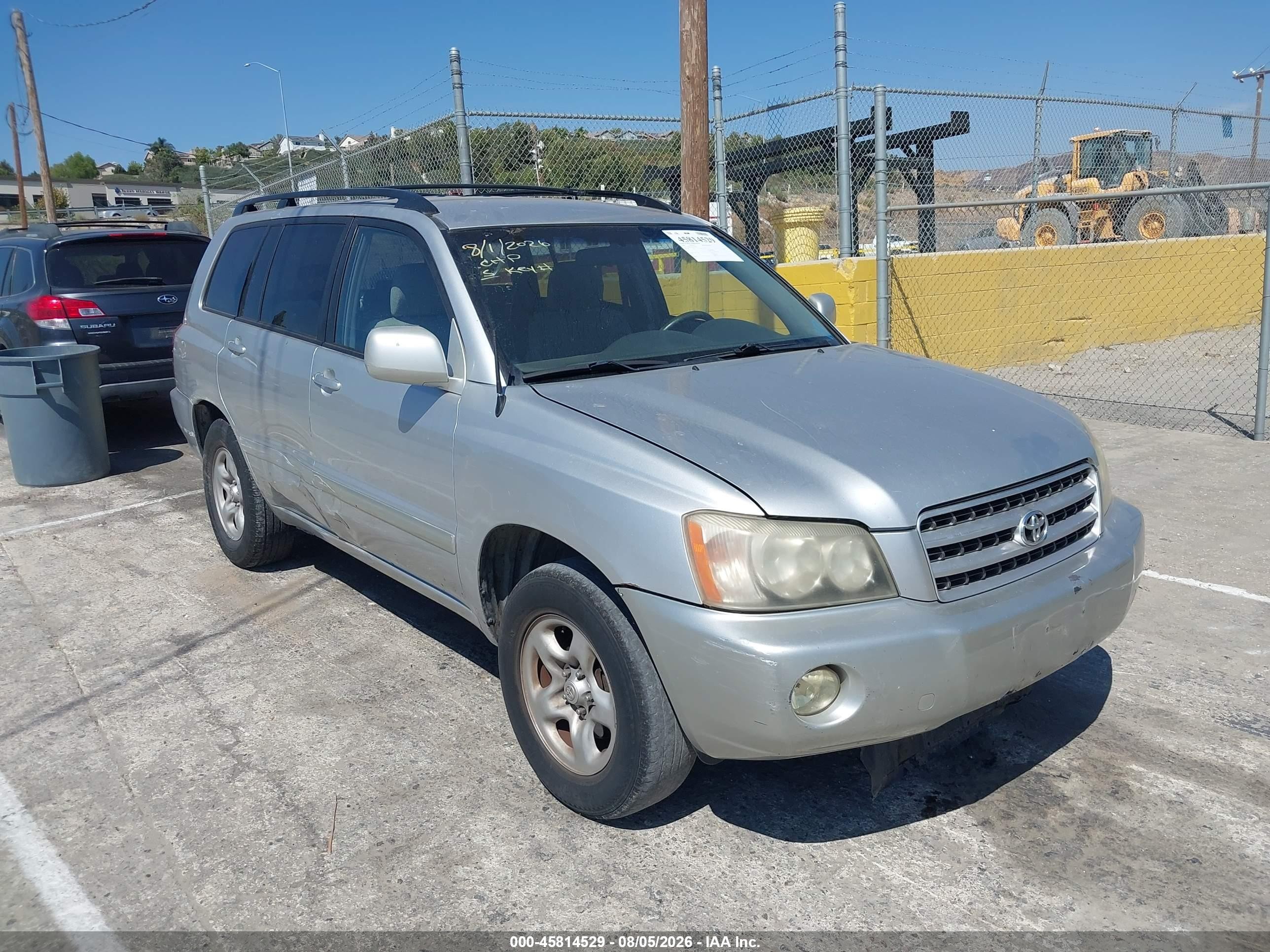 2002 Toyota Highlander   Серый vin: JTEGD21AX20041661