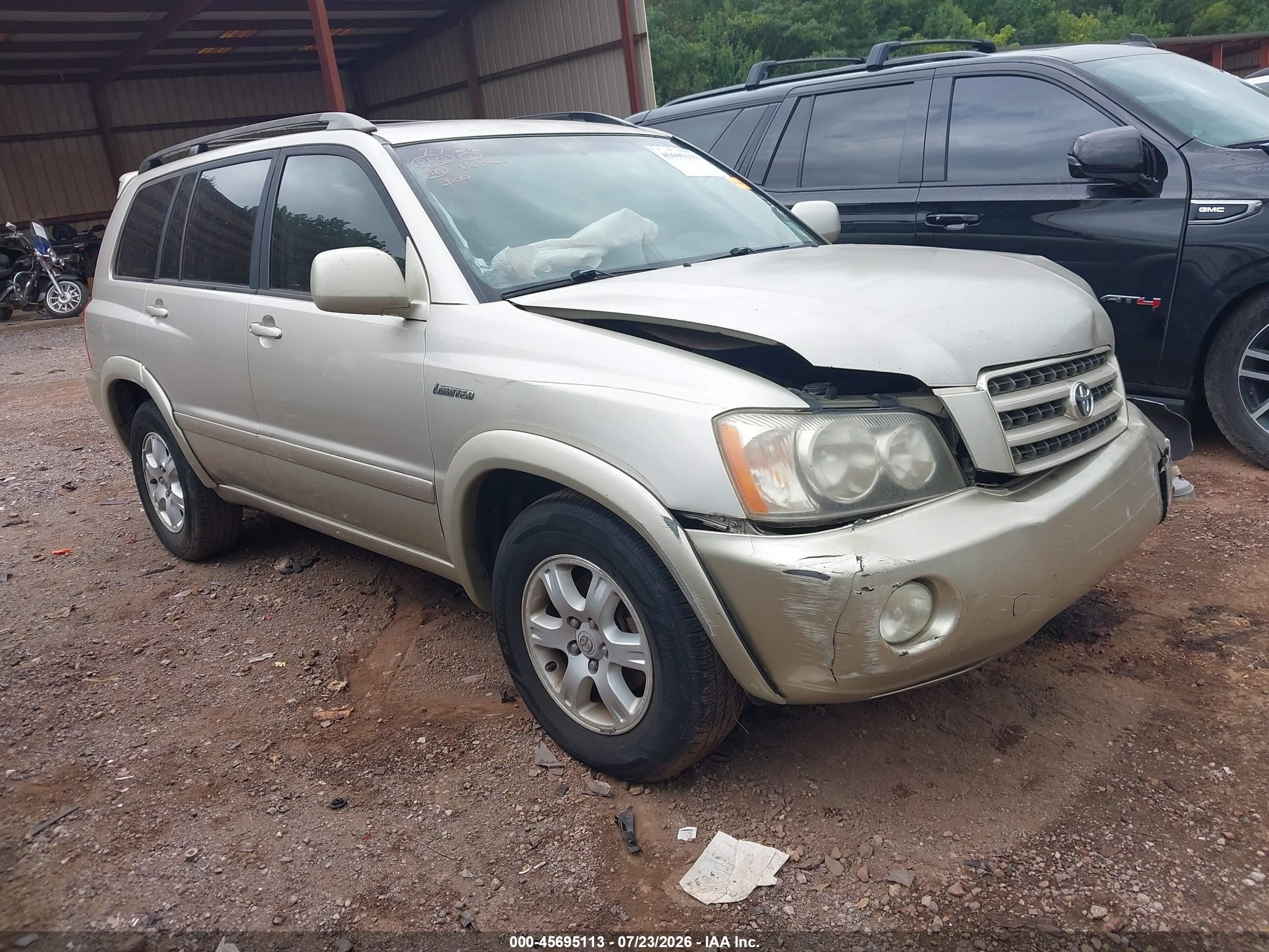 2002 Toyota Highlander Limited V6 Gold vin: JTEGF21A020063100