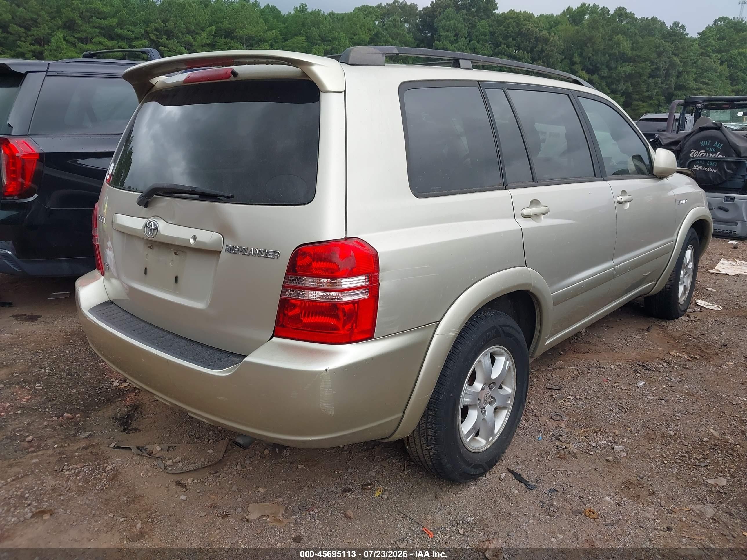 2002 Toyota Highlander Limited V6 Gold vin: JTEGF21A020063100