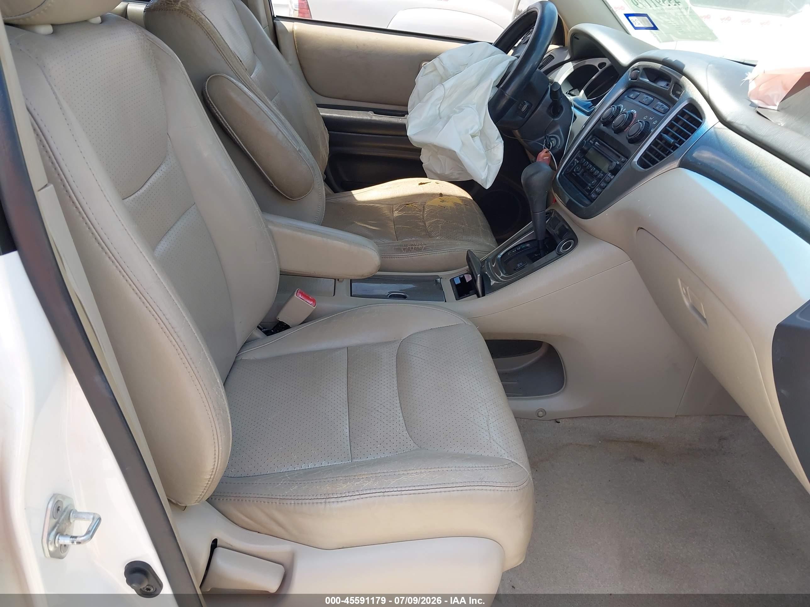 2003 Toyota Highlander V6 White vin: JTEGF21A030074969