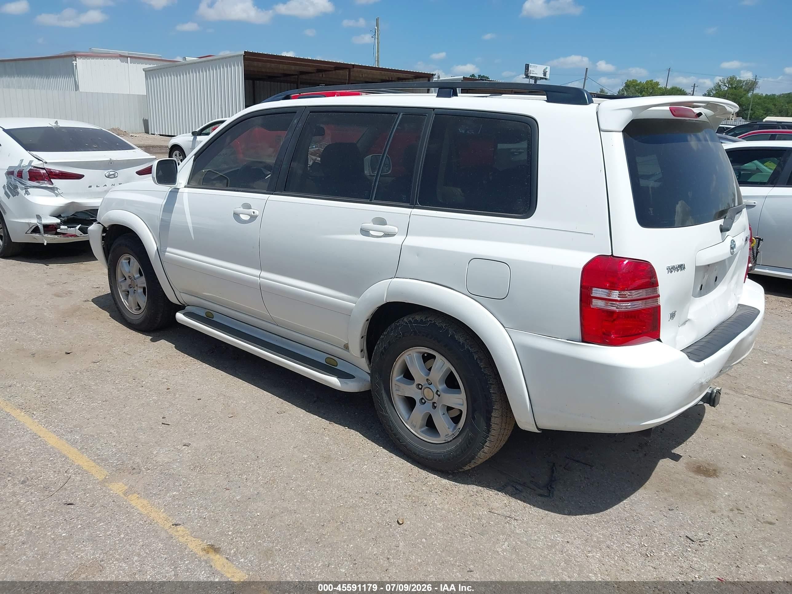 2003 Toyota Highlander V6 White vin: JTEGF21A030074969