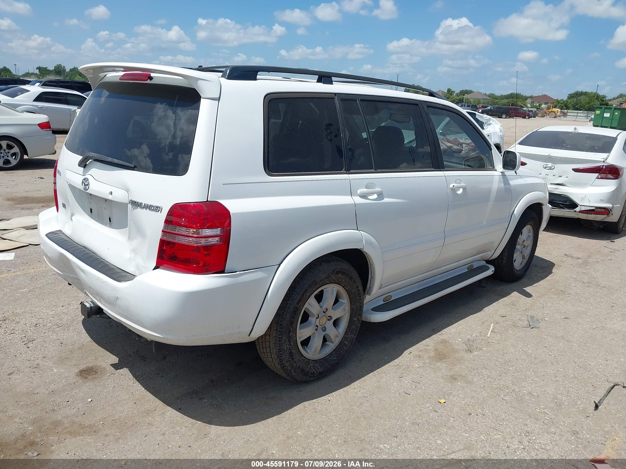 2003 Toyota Highlander V6 White vin: JTEGF21A030074969