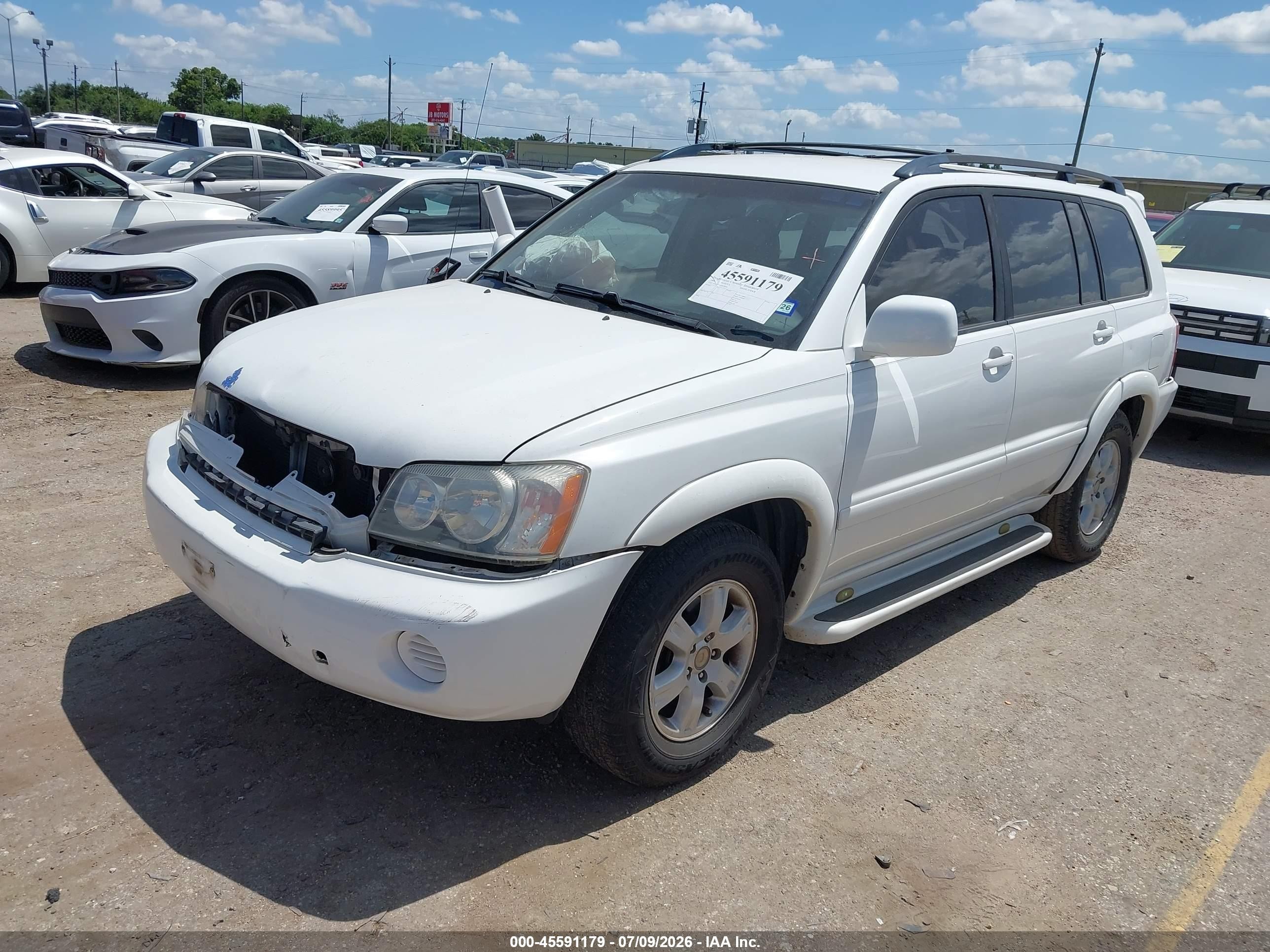 2003 Toyota Highlander V6 White vin: JTEGF21A030074969