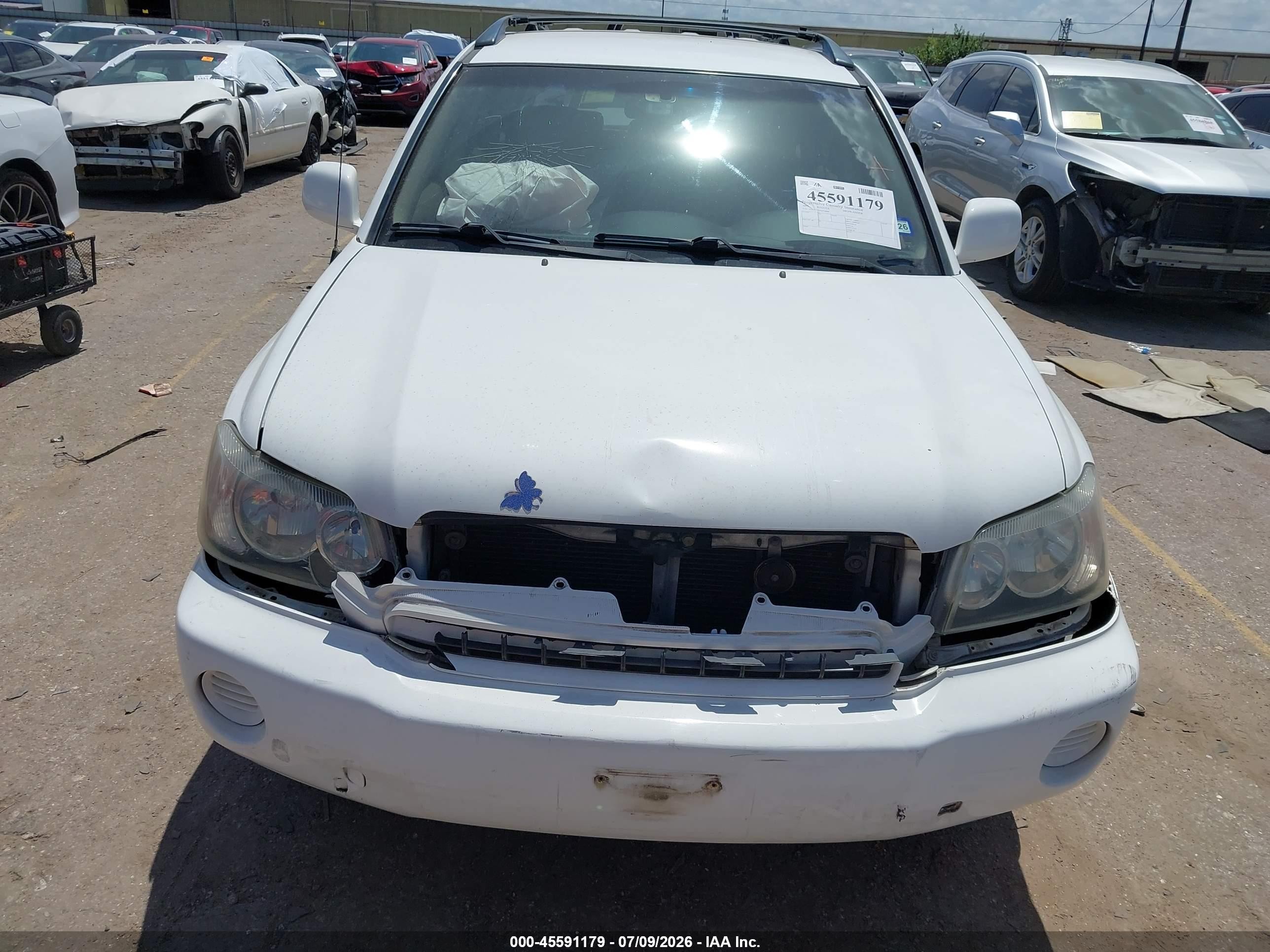 2003 Toyota Highlander V6 White vin: JTEGF21A030074969