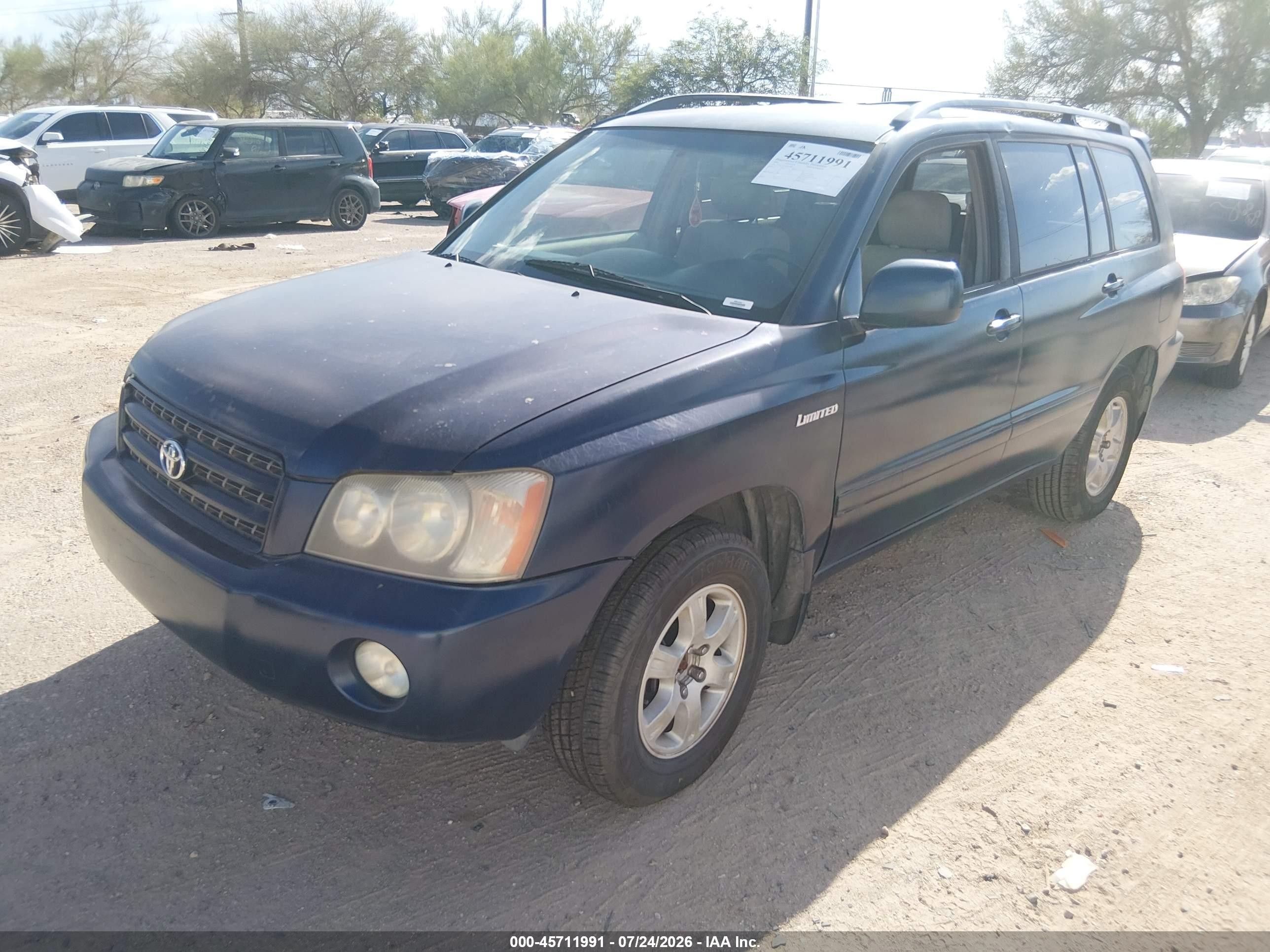 2001 Toyota Highlander V6 Blue vin: JTEGF21A110022683