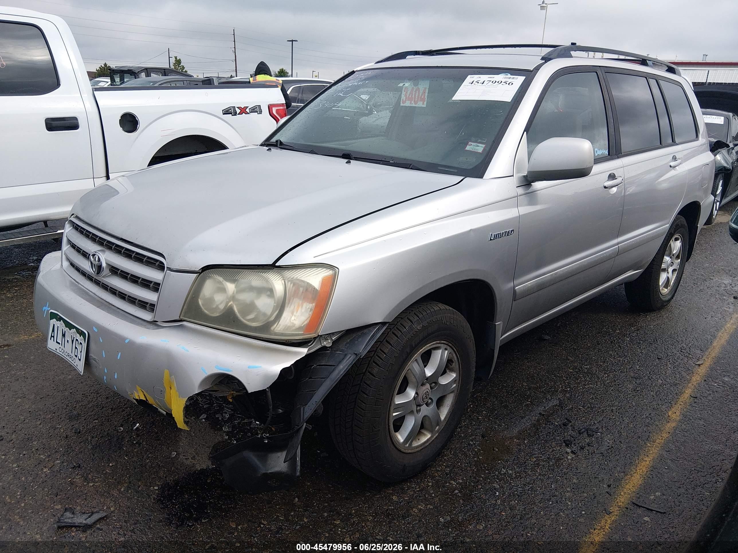 2002 Toyota Highlander Limited V6 Silver vin: JTEGF21A120046659