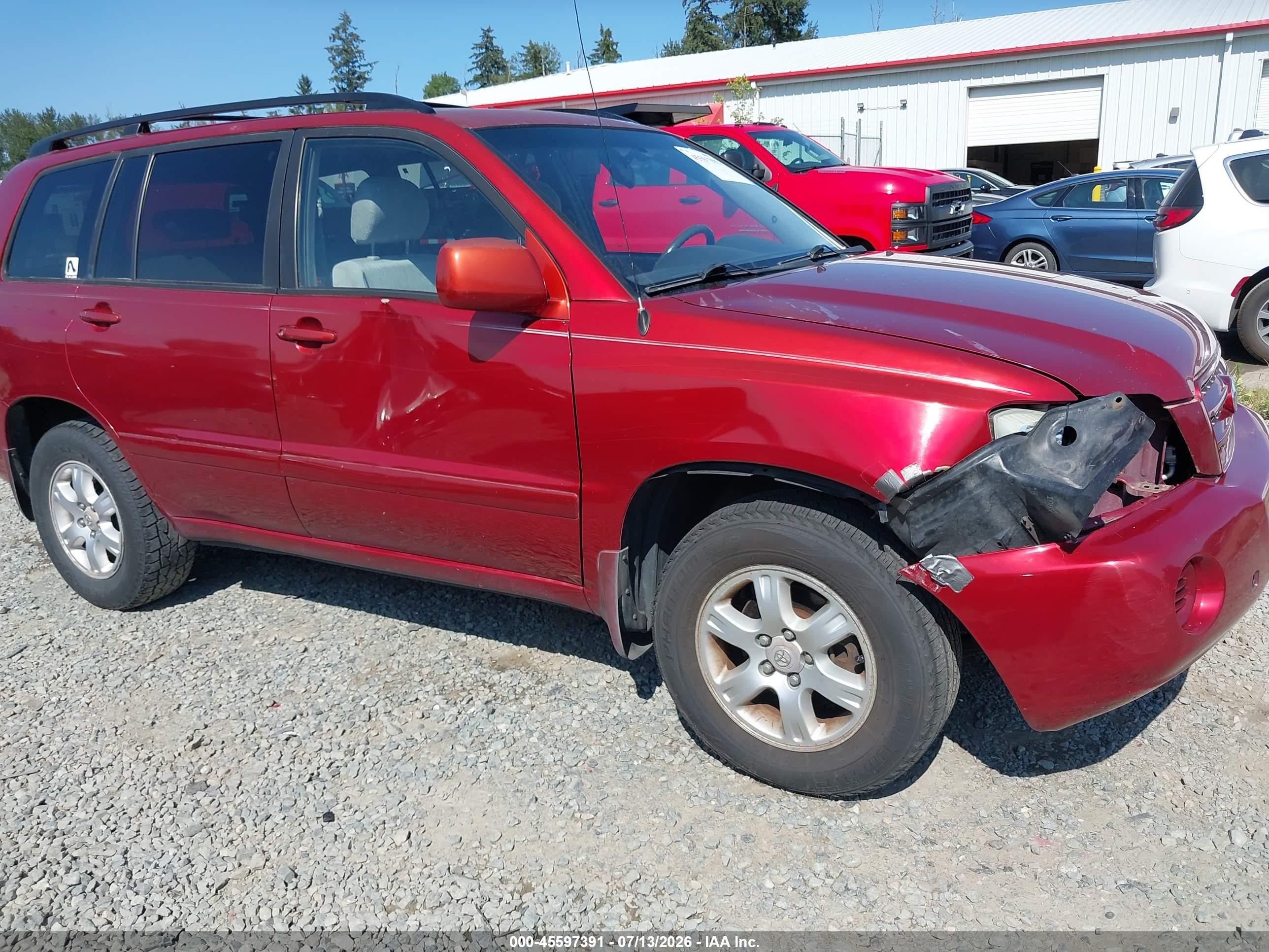 2003 Toyota Highlander V6 Red vin: JTEGF21A130075953