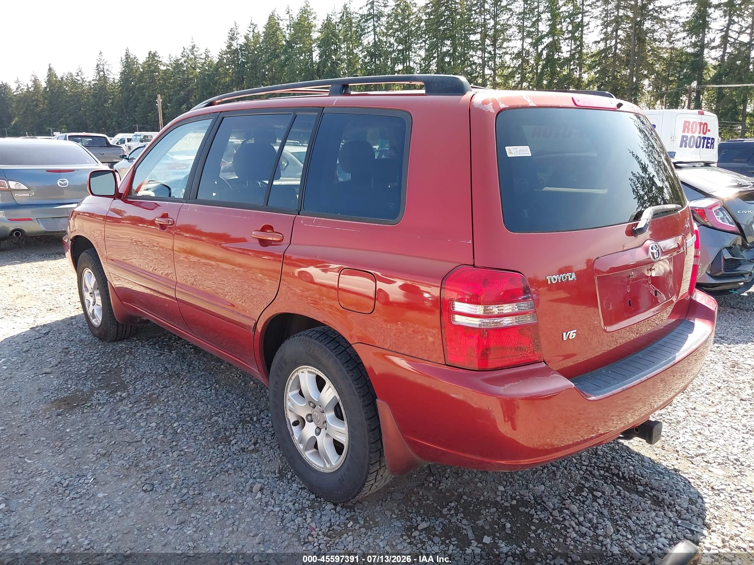 2003 Toyota Highlander V6 Red vin: JTEGF21A130075953
