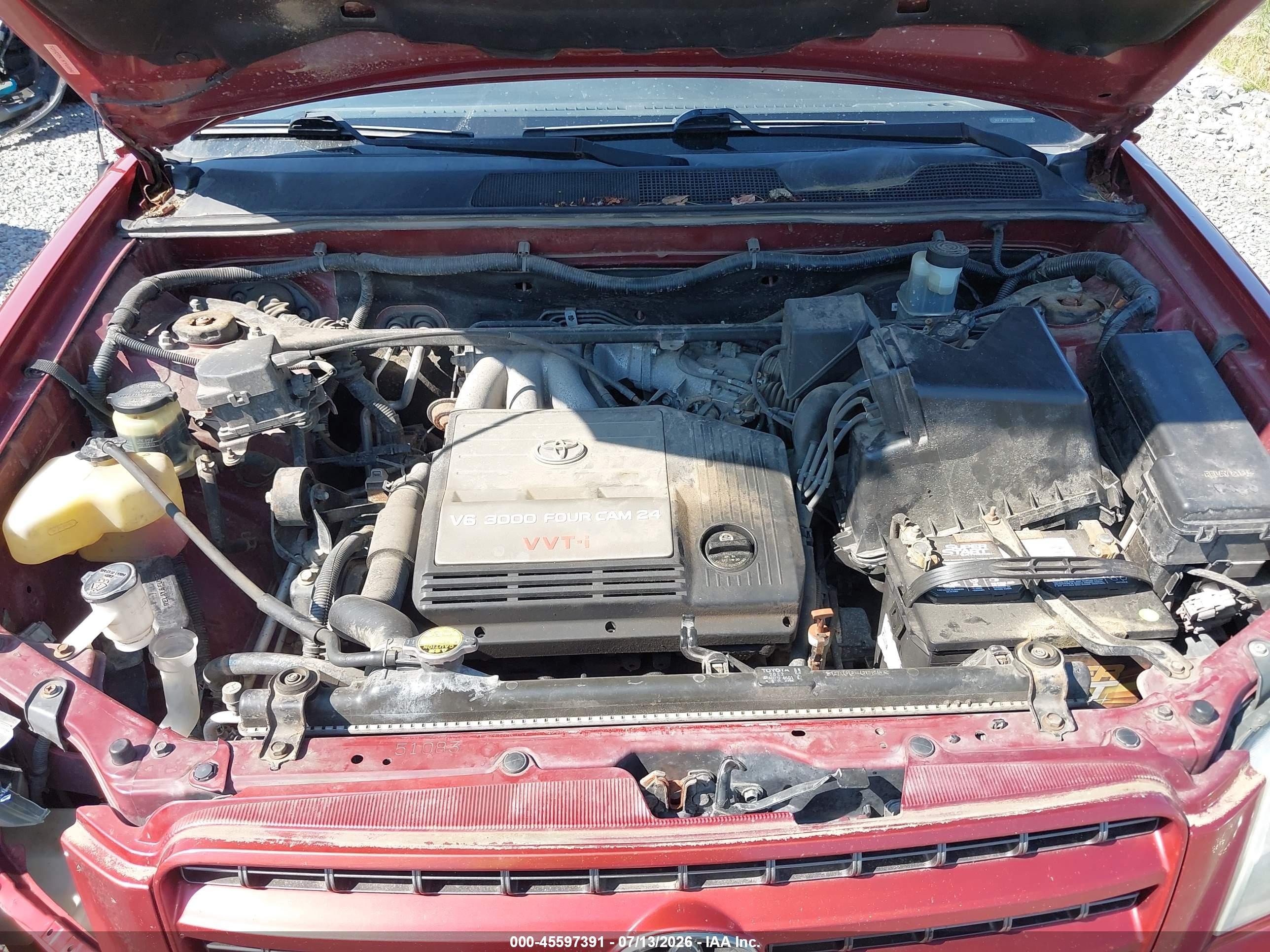 2003 Toyota Highlander V6 Red vin: JTEGF21A130075953