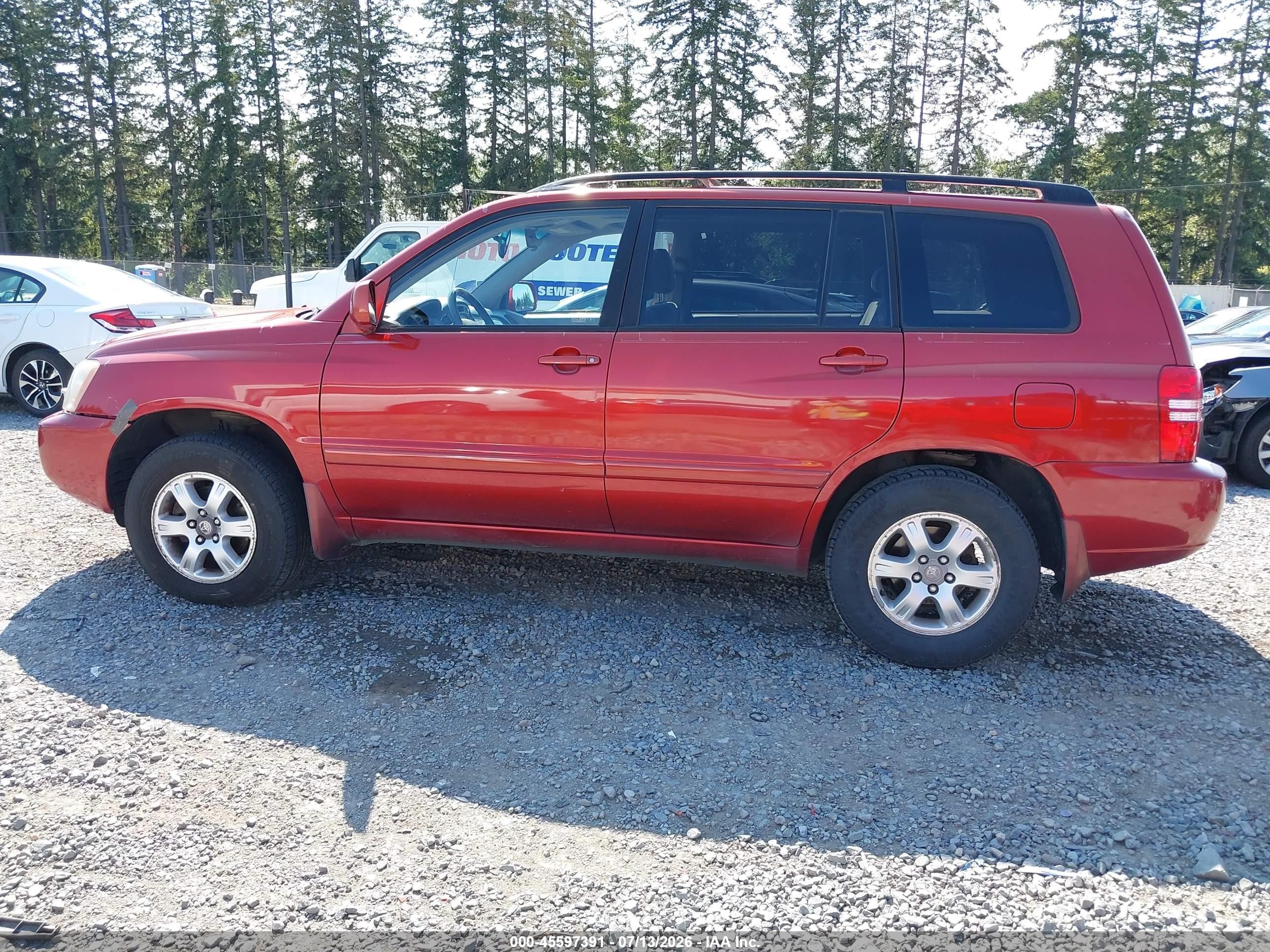 2003 Toyota Highlander V6 Red vin: JTEGF21A130075953