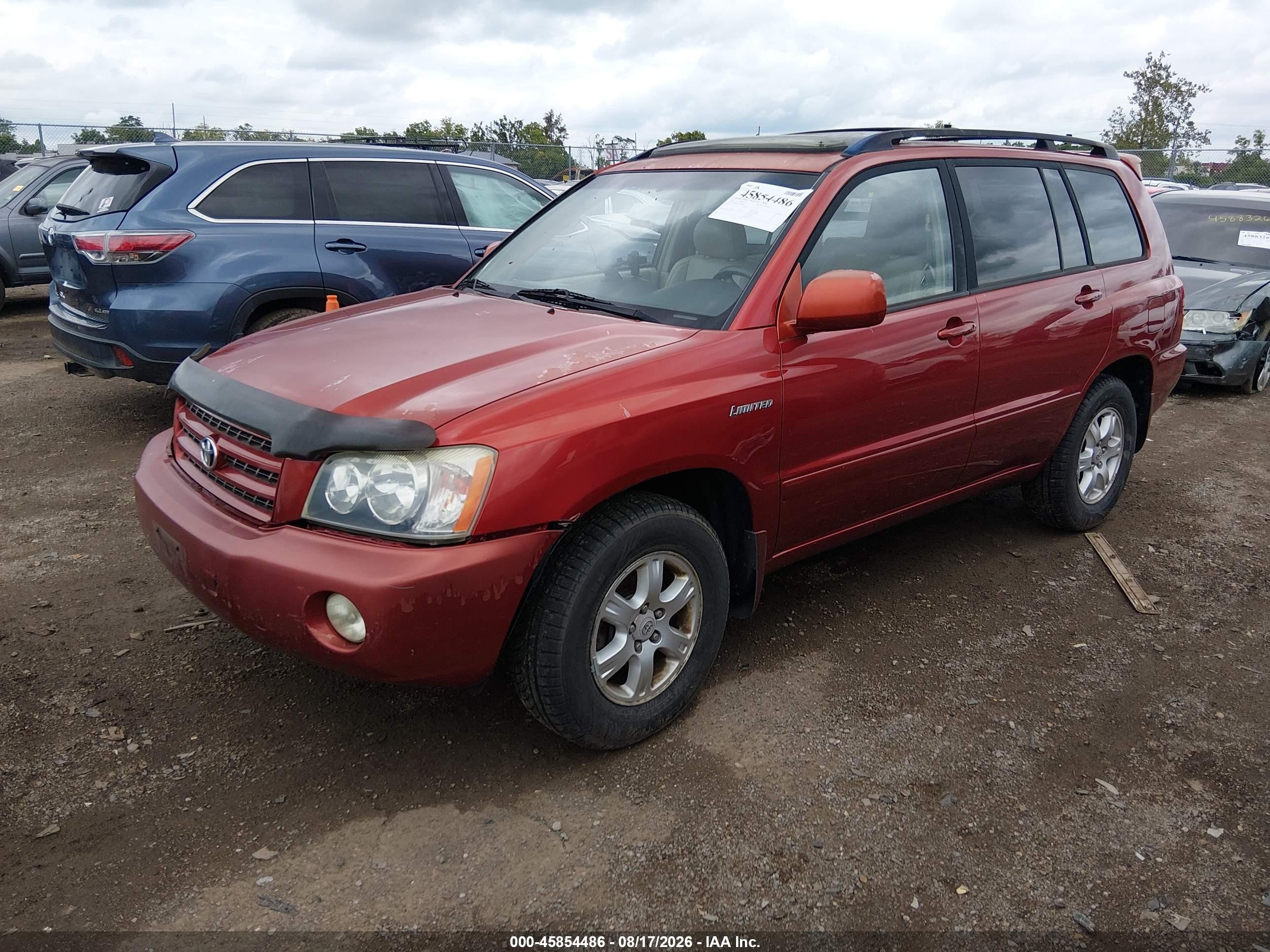 2003 Toyota Highlander Limited V6 Red vin: JTEGF21A130106084