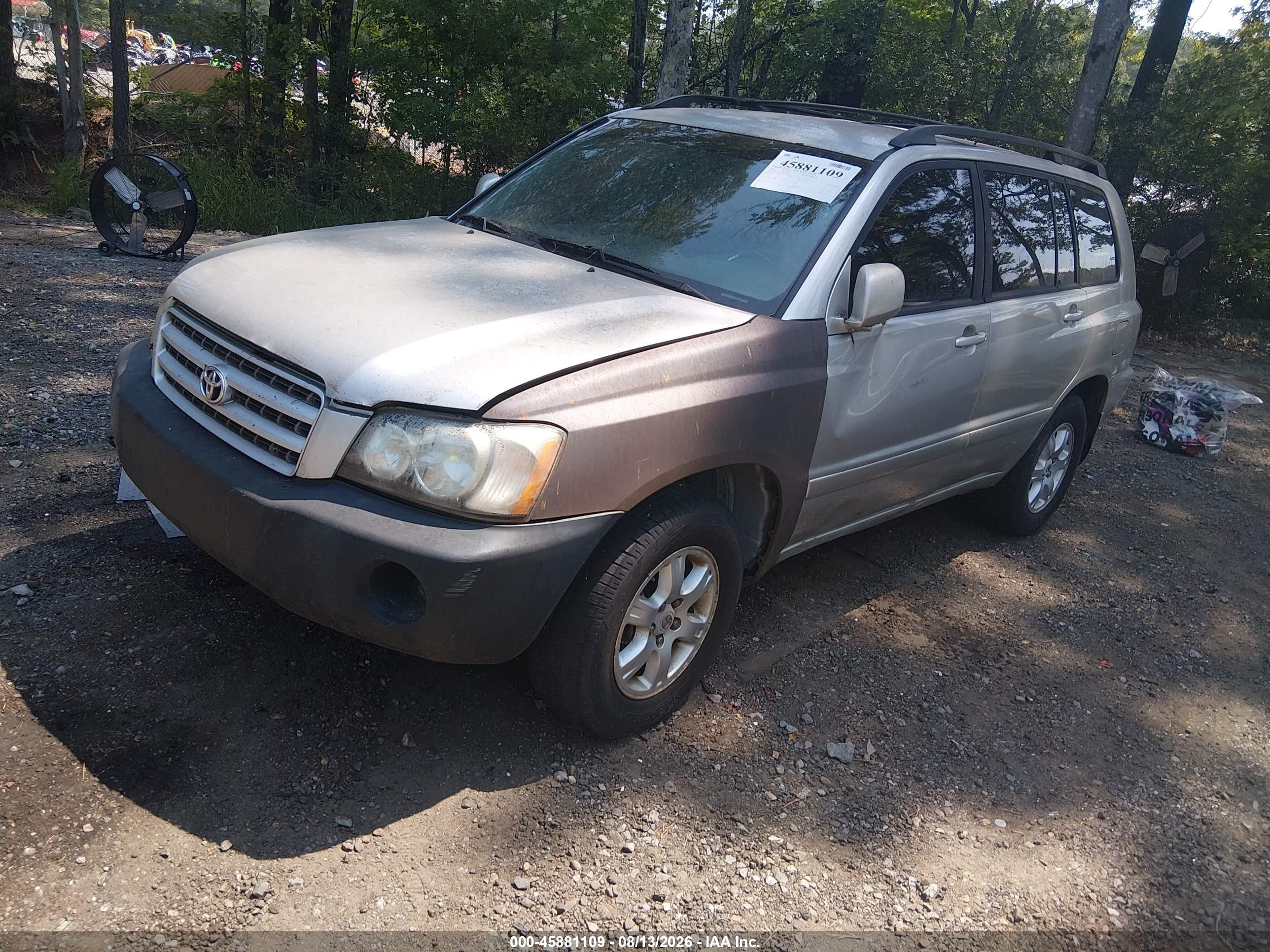 2002 Toyota Highlander V6 Silver vin: JTEGF21A220042474