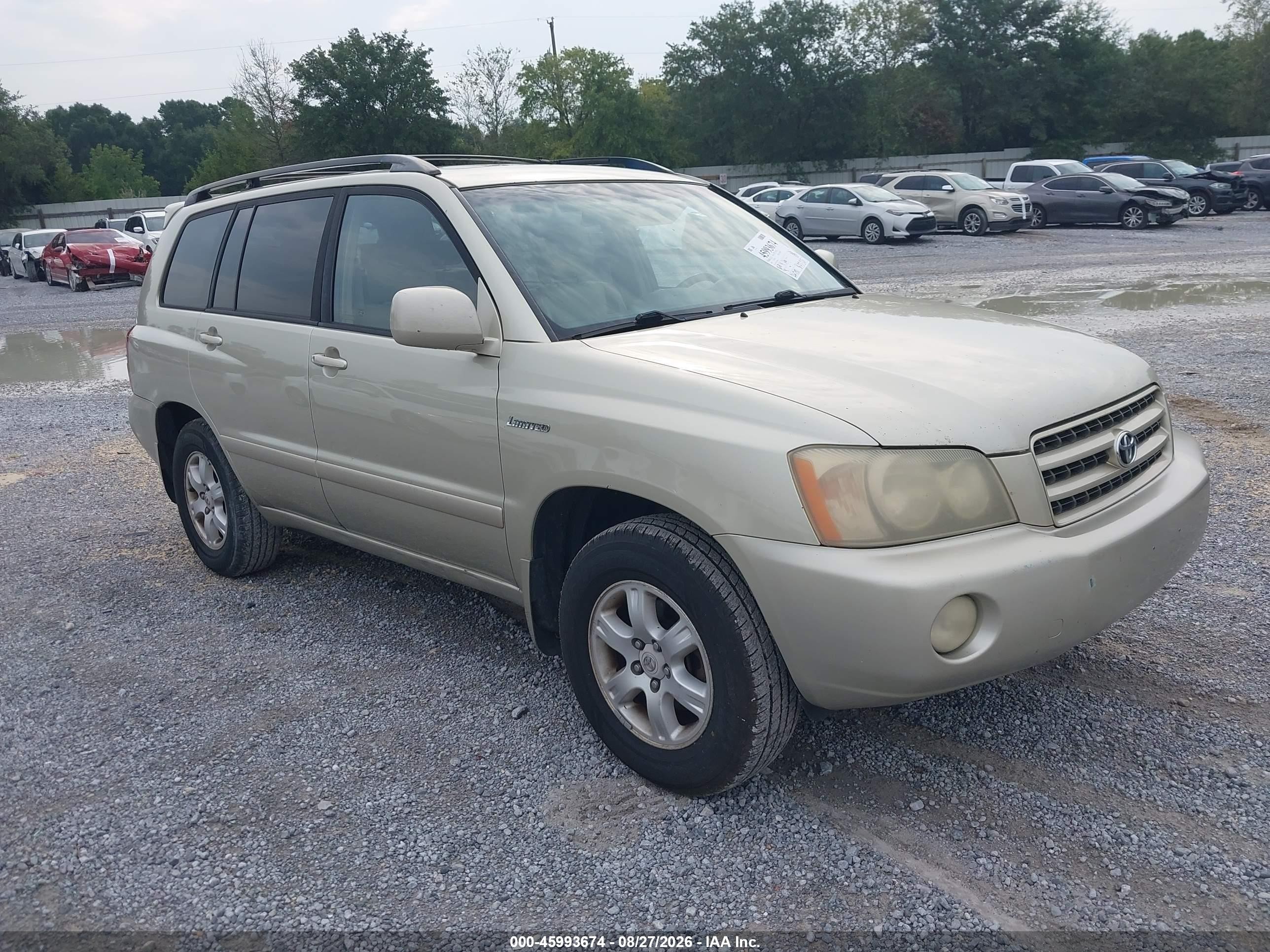 2003 Toyota Highlander Limited V6 Gold vin: JTEGF21A230095953