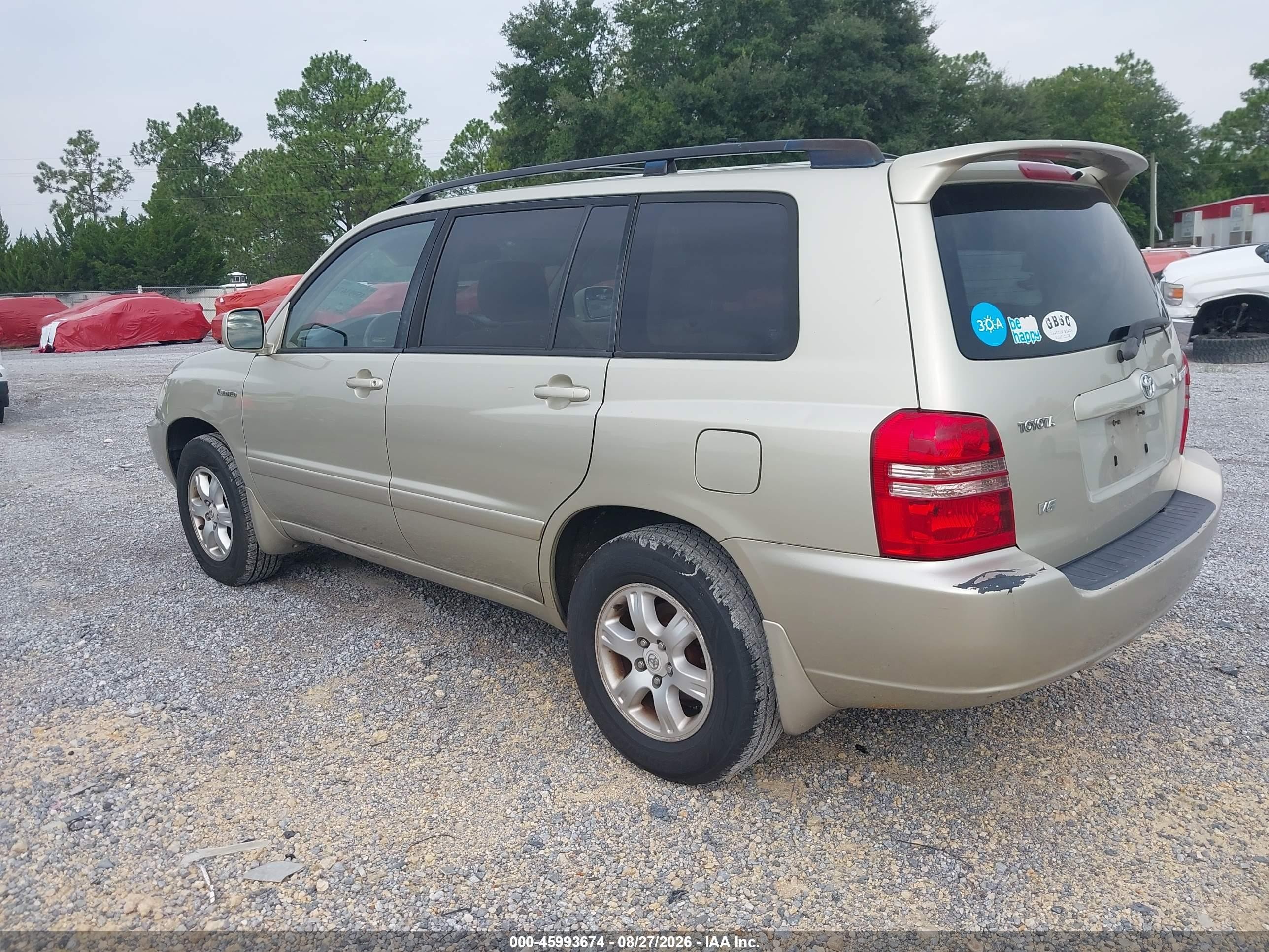 2003 Toyota Highlander Limited V6 Gold vin: JTEGF21A230095953