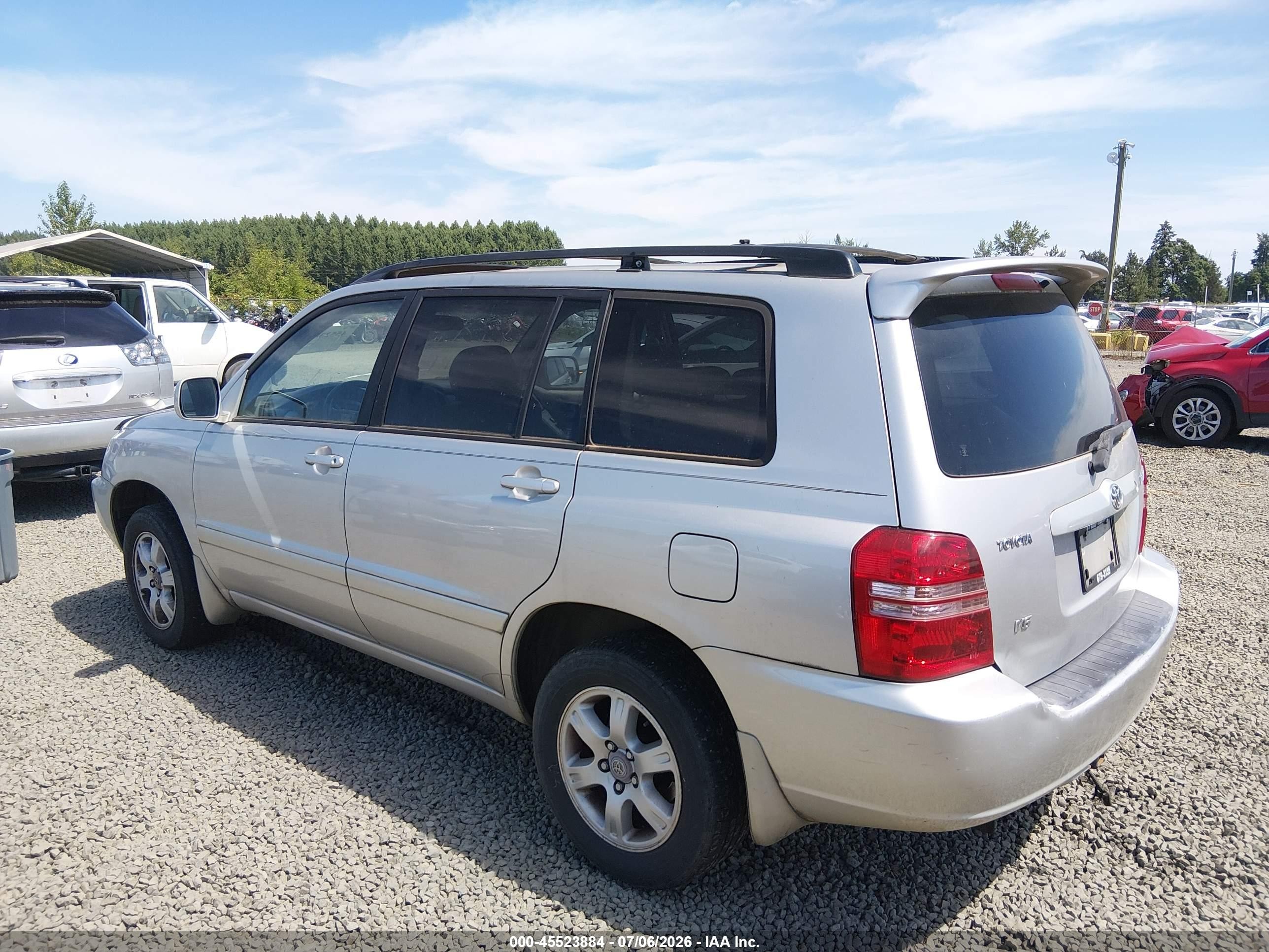 2001 Toyota Highlander V6 Silver vin: JTEGF21A310015461