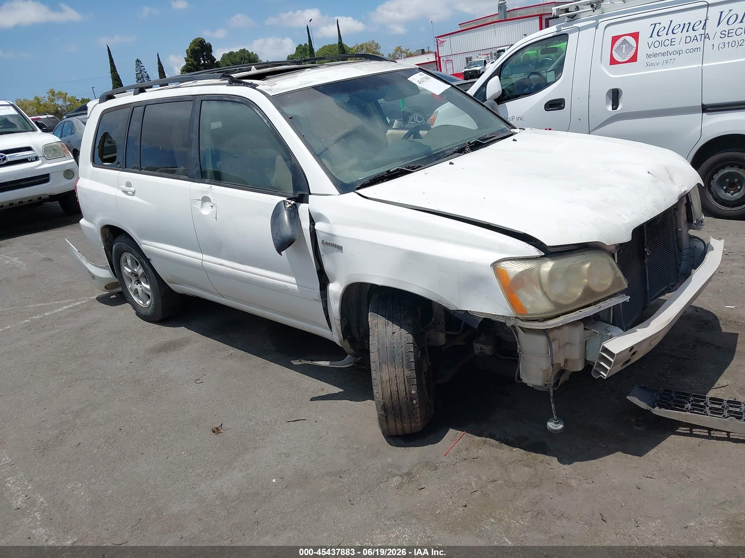2001 Toyota Highlander V6 Белый vin: JTEGF21A310022684