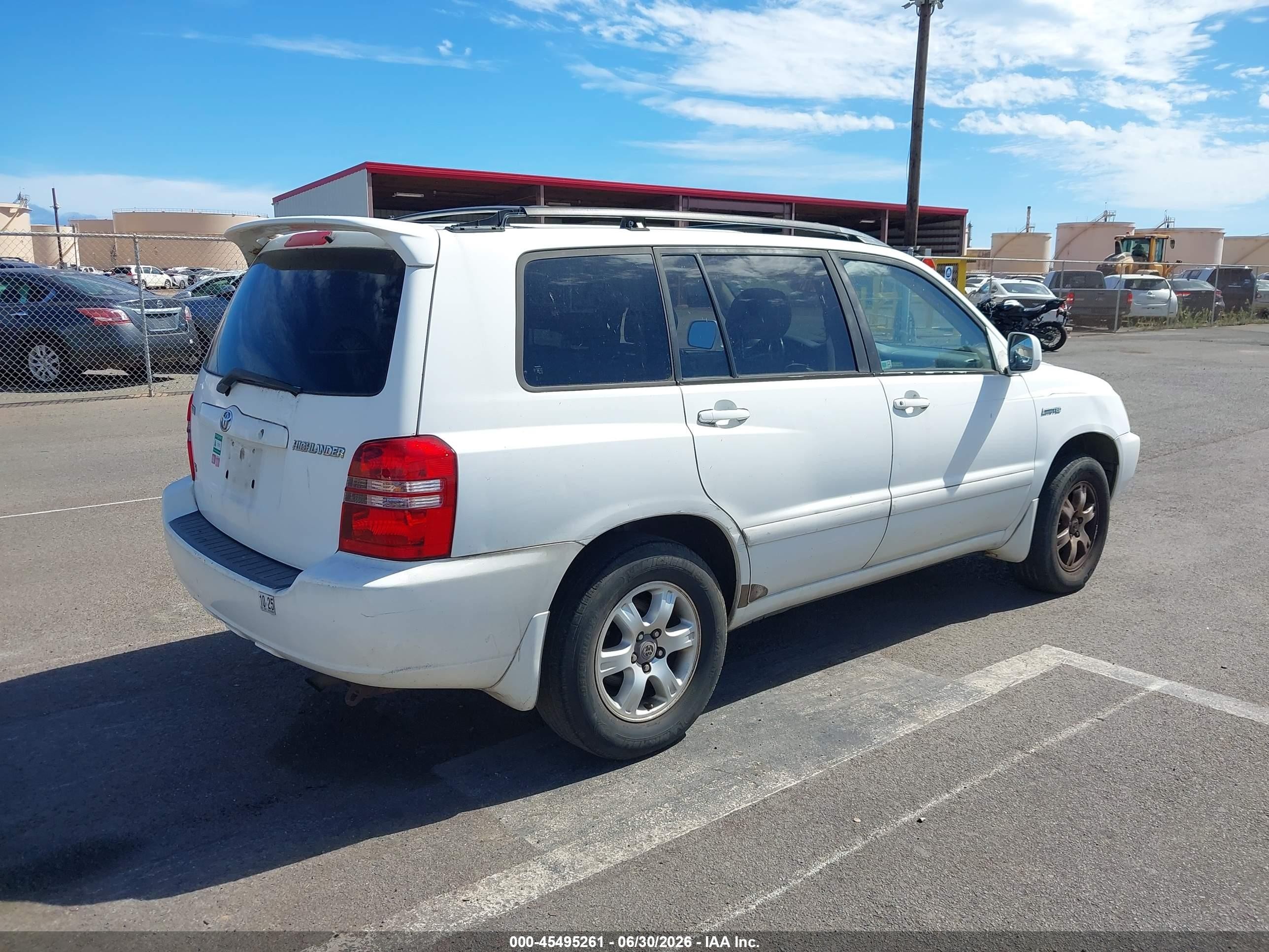 2002 Toyota Highlander Limited V6 White vin: JTEGF21A320028924