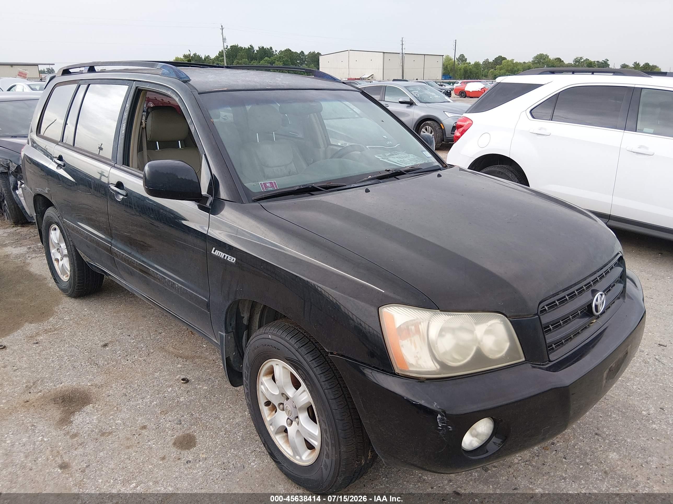 2003 Toyota Highlander Limited V6 Black vin: JTEGF21A330074397