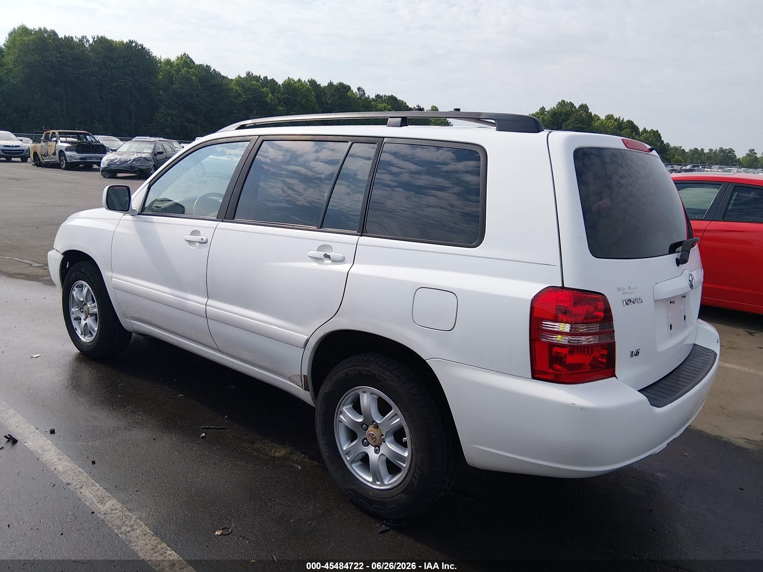 2003 Toyota Highlander V6 White vin: JTEGF21A330080247