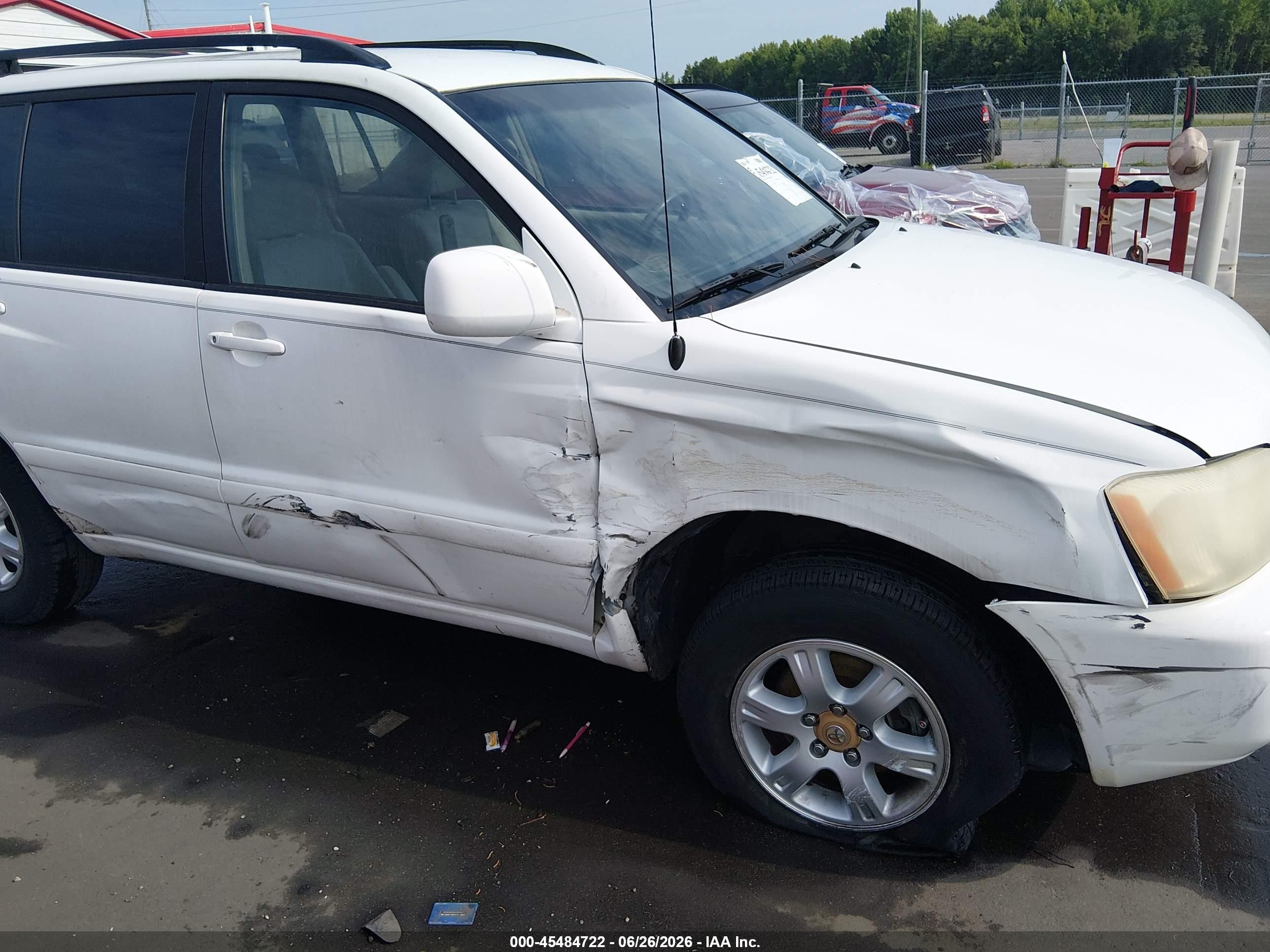 2003 Toyota Highlander V6 White vin: JTEGF21A330080247