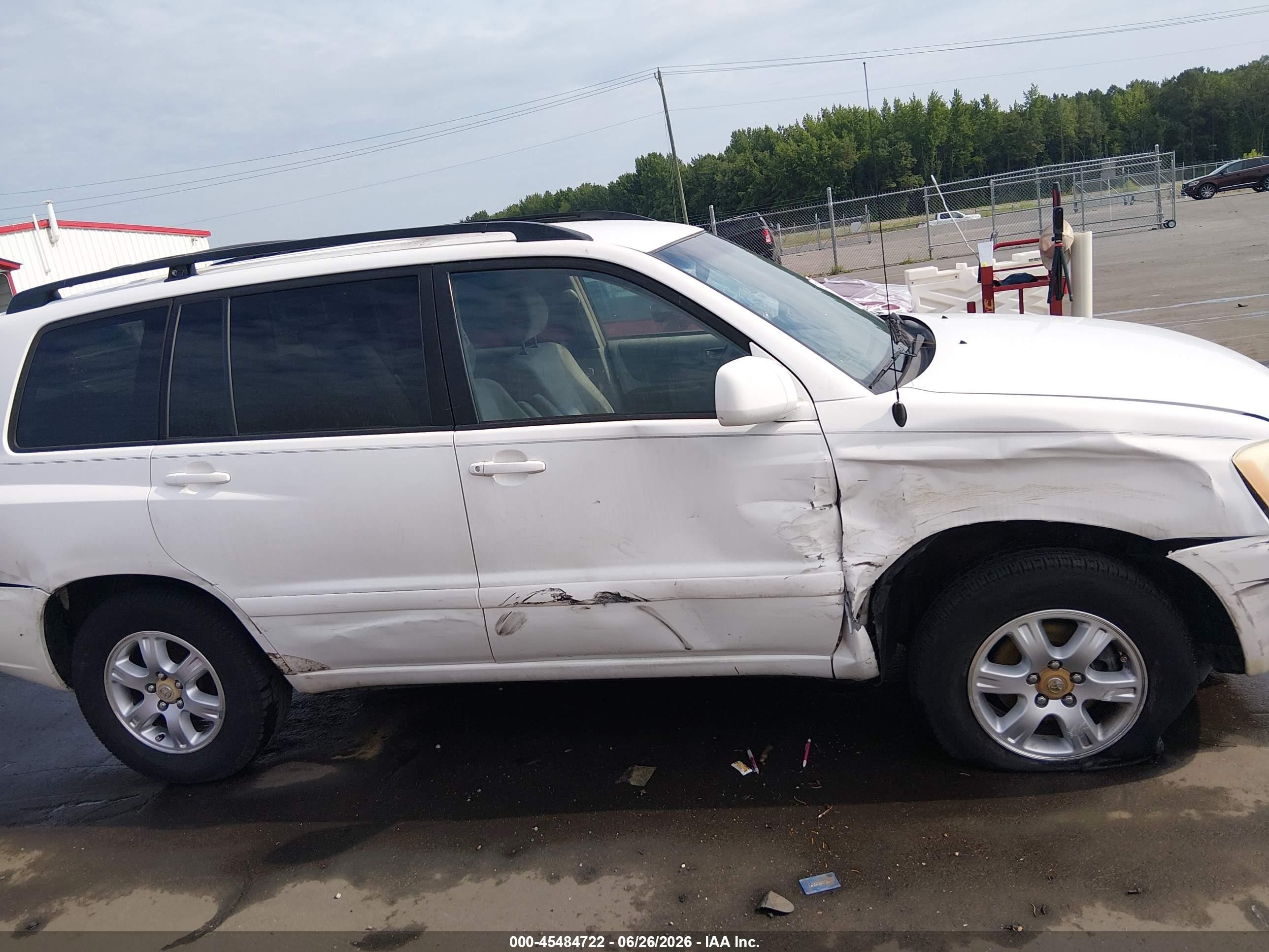 2003 Toyota Highlander V6 White vin: JTEGF21A330080247