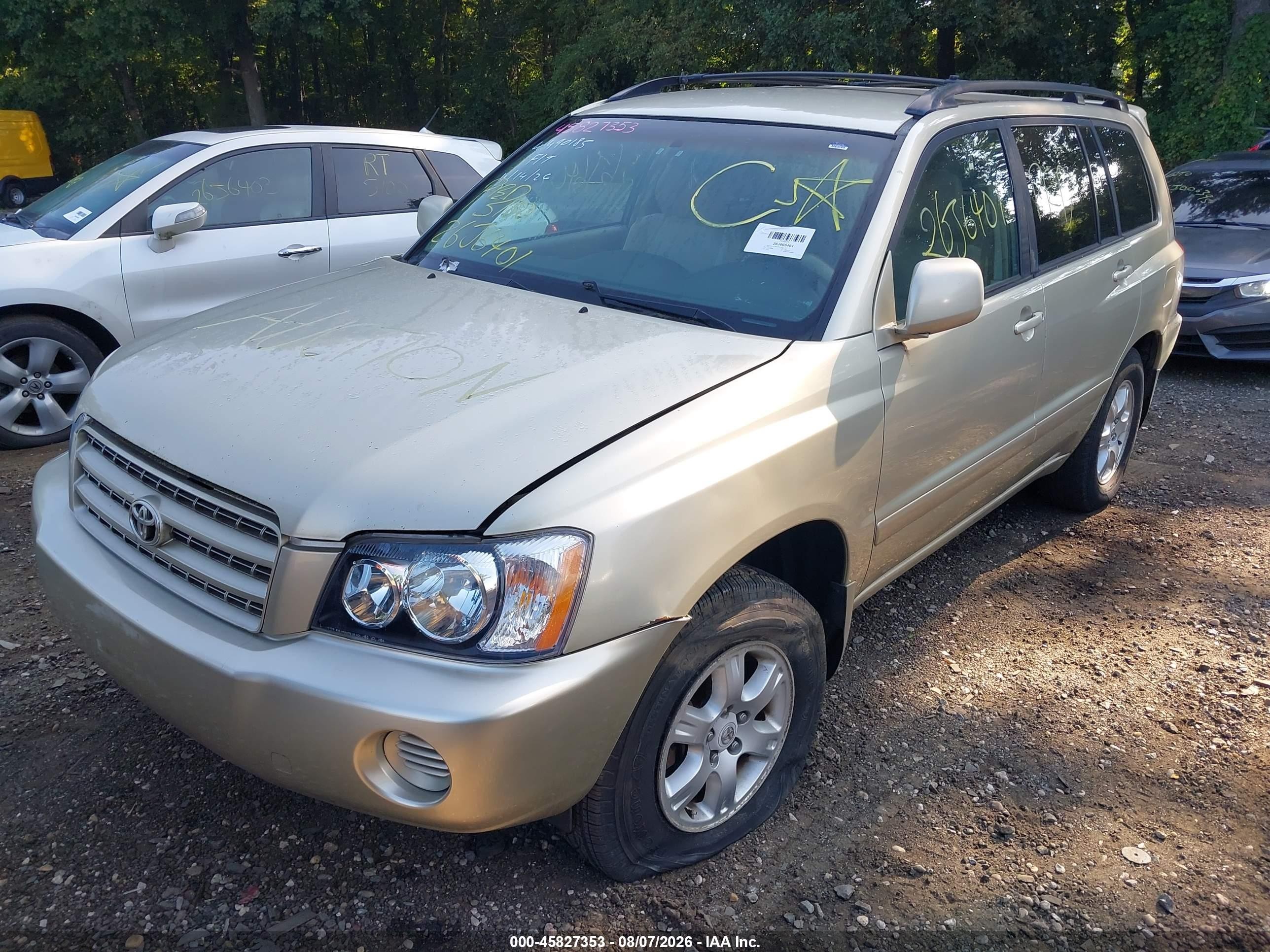 2003 Toyota Highlander V6 Gold vin: JTEGF21A330090471