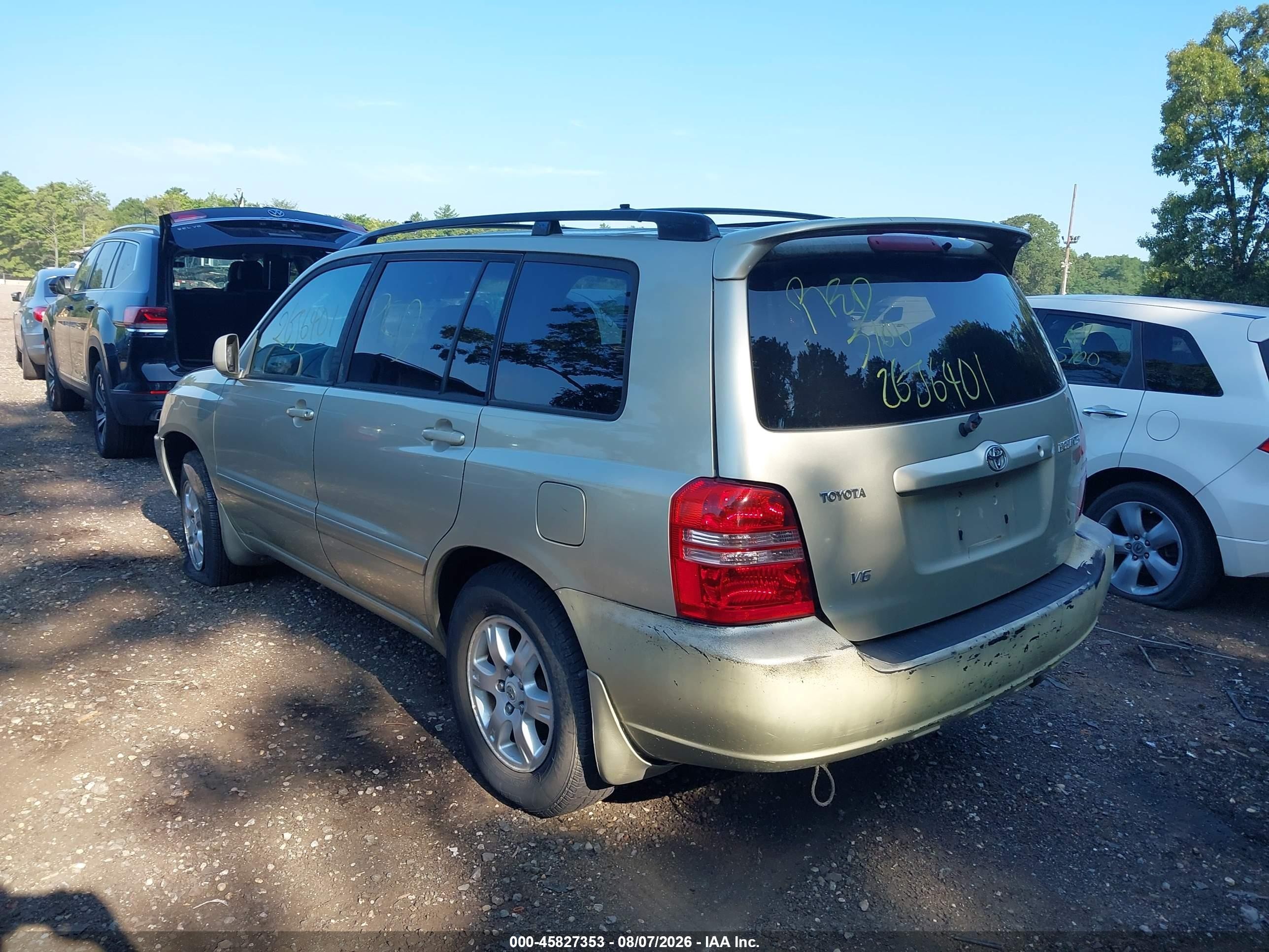 2003 Toyota Highlander V6 Gold vin: JTEGF21A330090471