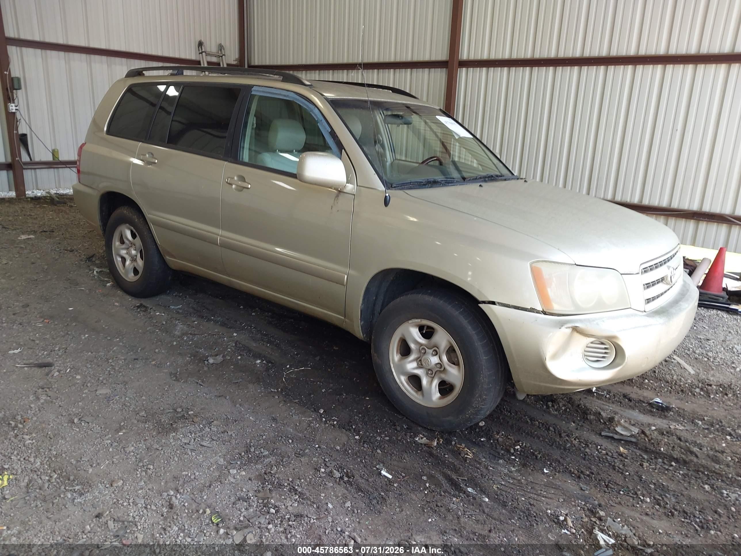 2003 Toyota Highlander V6 Gold vin: JTEGF21A330107446