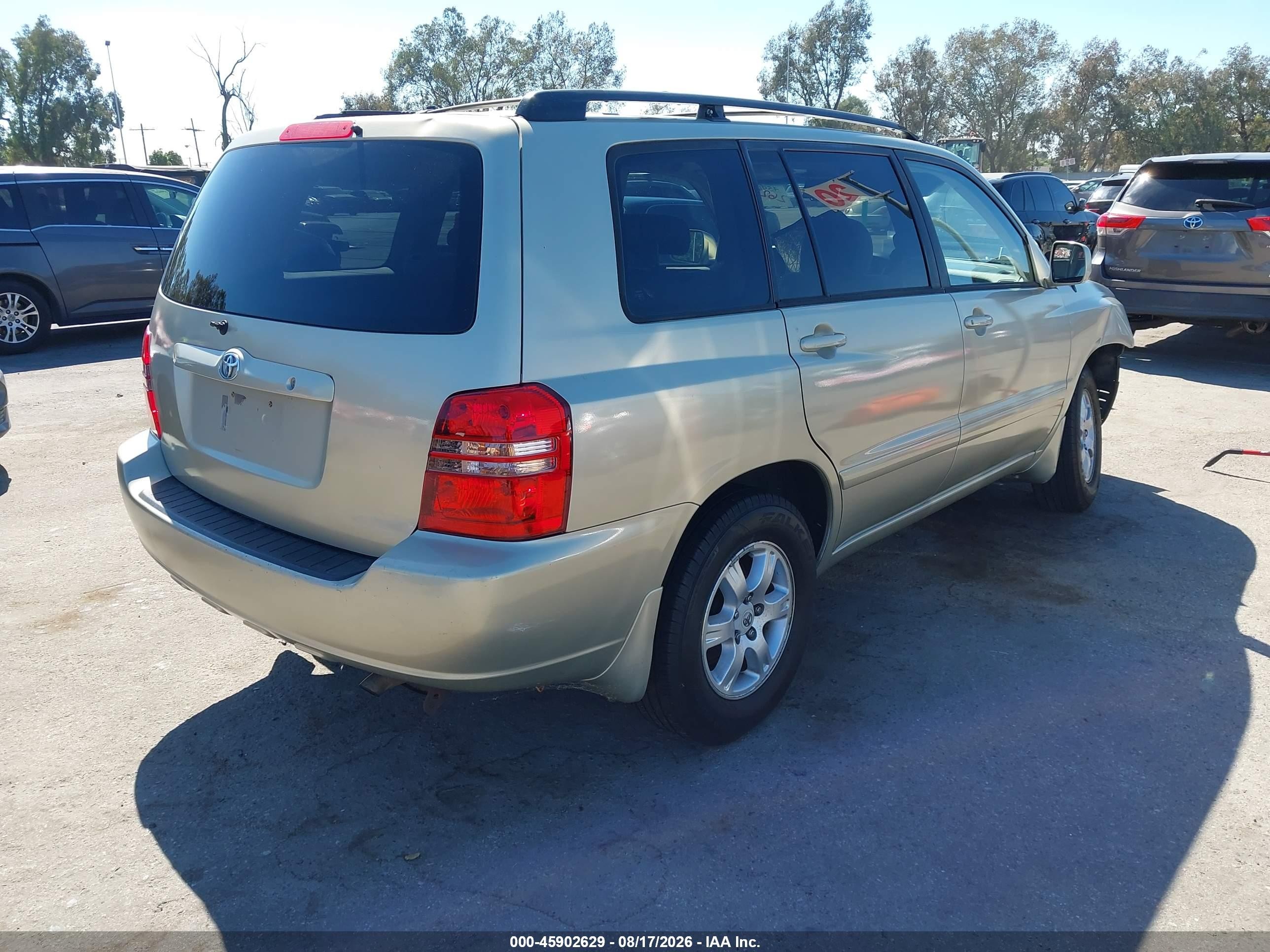 2001 Toyota Highlander V6 Gold vin: JTEGF21A510003280