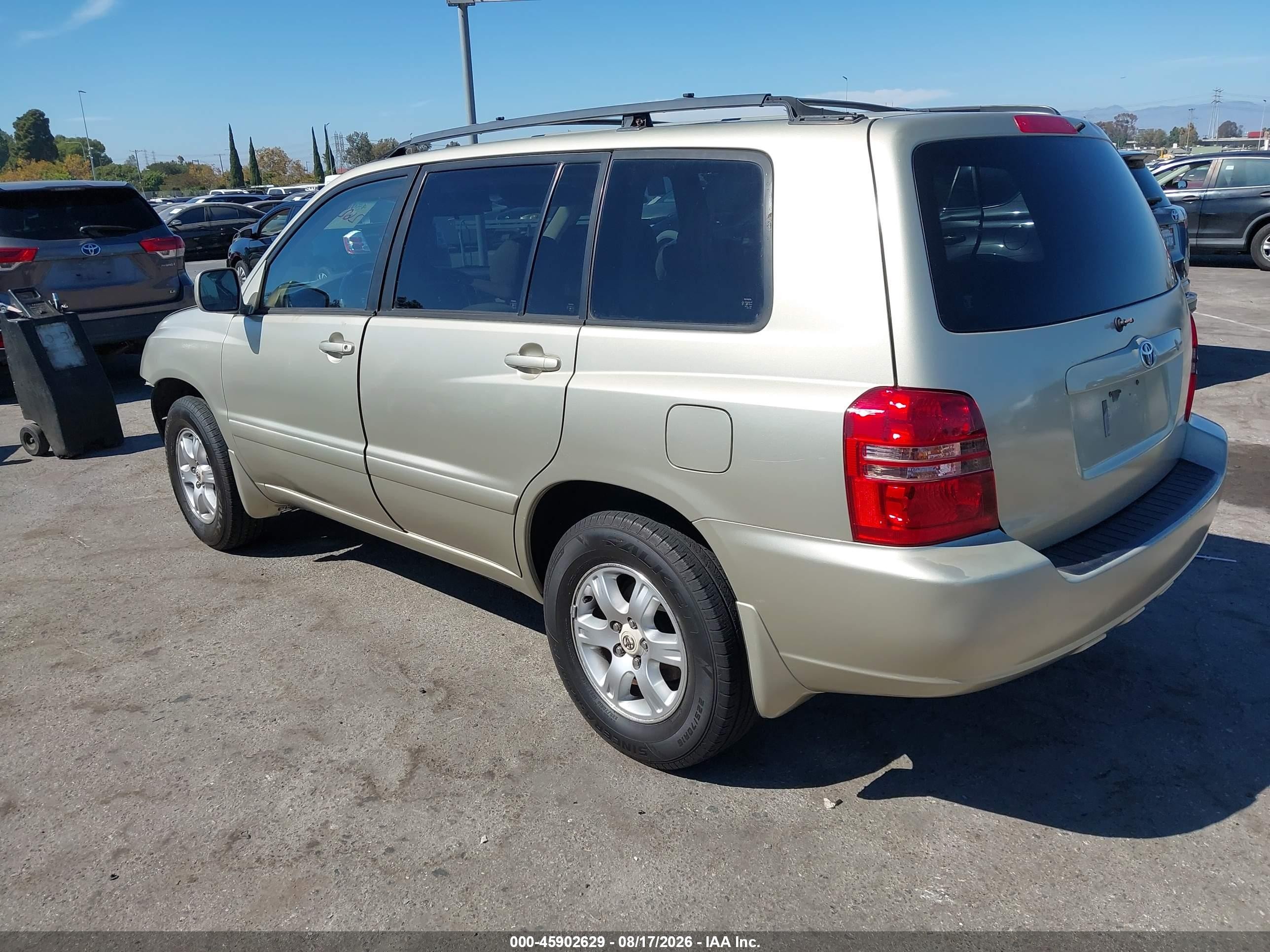 2001 Toyota Highlander V6 Gold vin: JTEGF21A510003280
