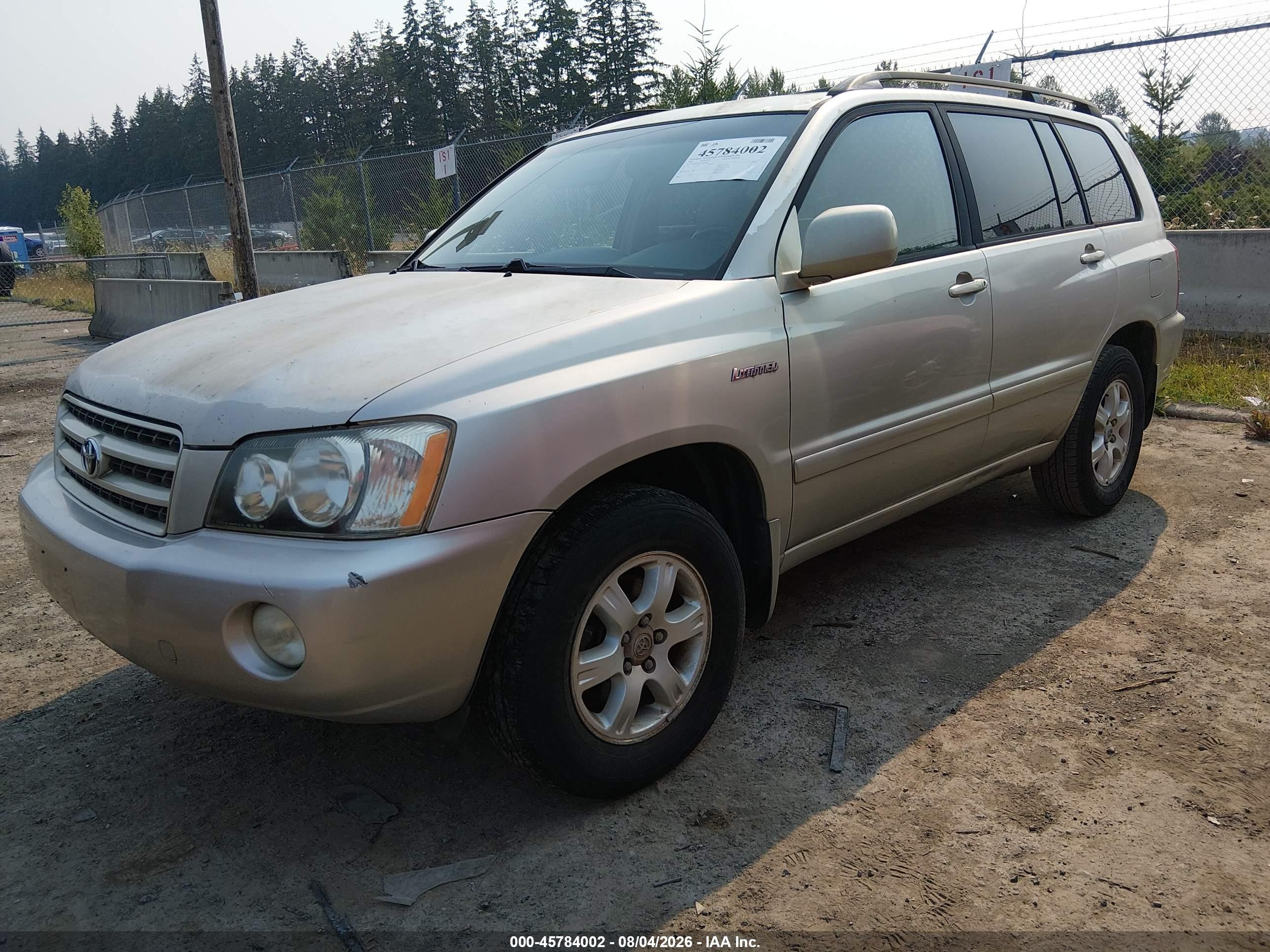 2002 Toyota Highlander Limited V6 Золотой vin: JTEGF21A520037866